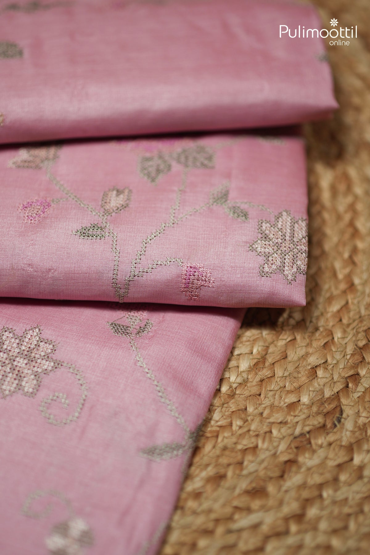 Pastel Pink Colour Tussar Silk Saree