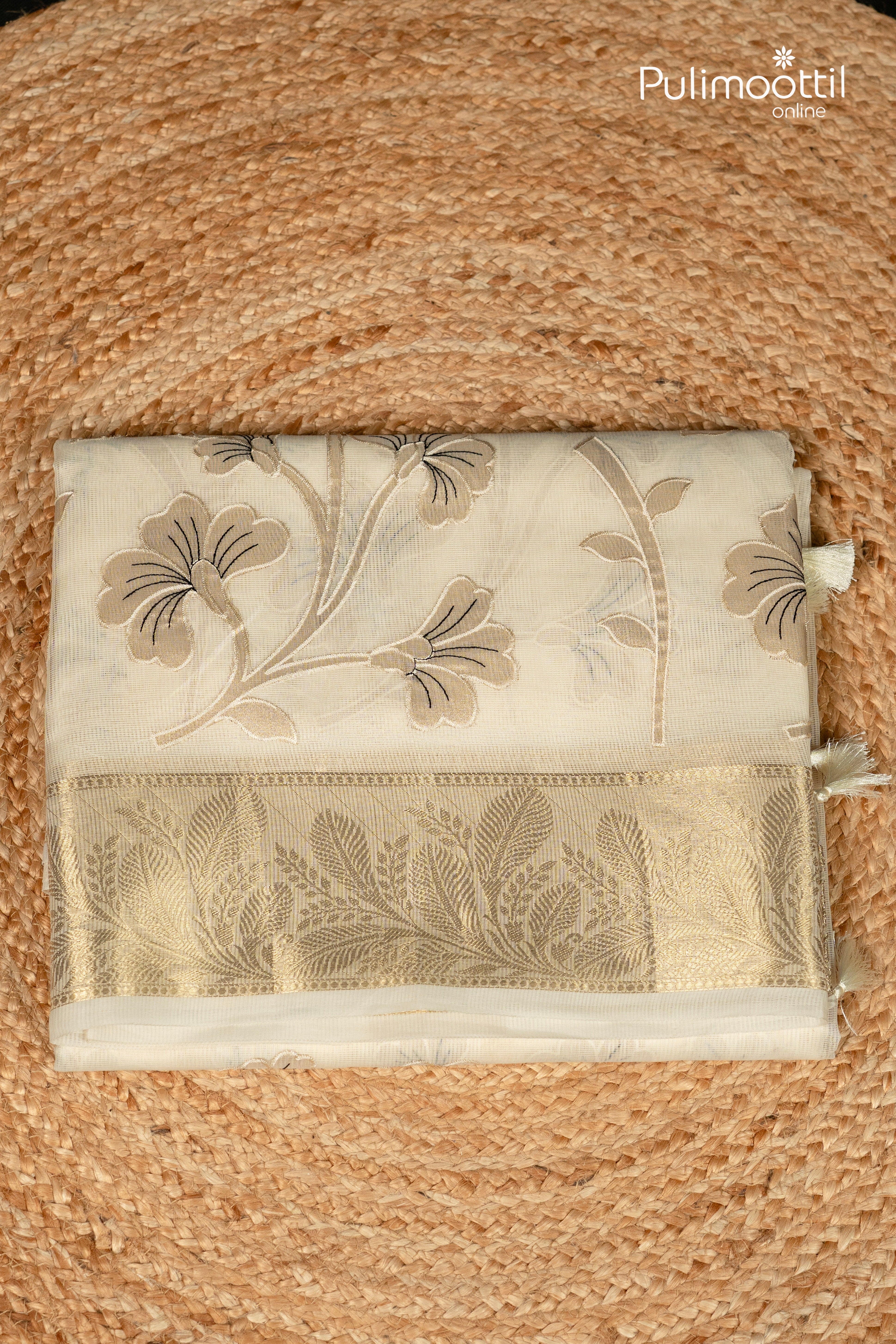 OffWhite Colour Net Cotta Fancy Saree