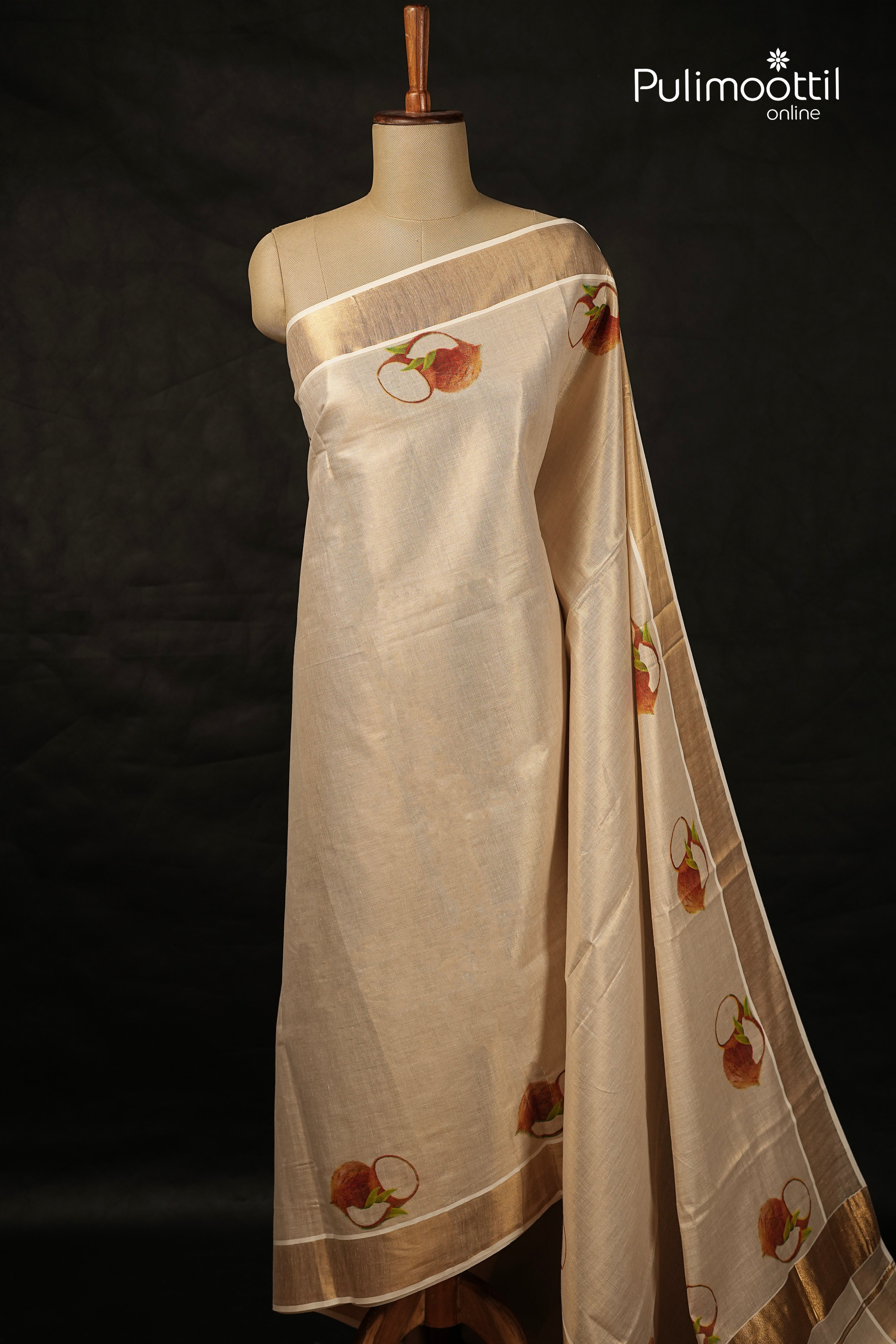 Kerala Traditional Golden Tissue Set Saree