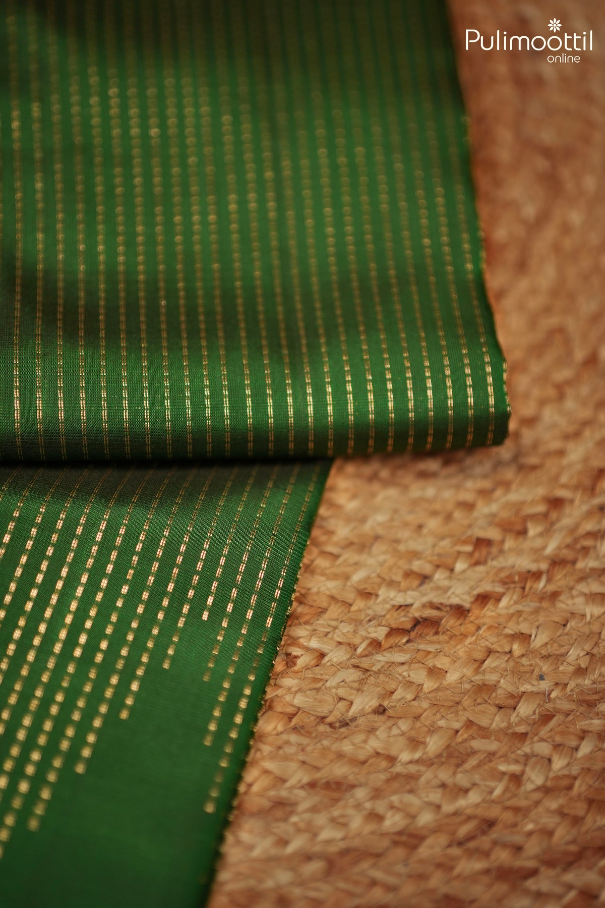 Bottle Green Colour Kanchipuram Designer Saree.