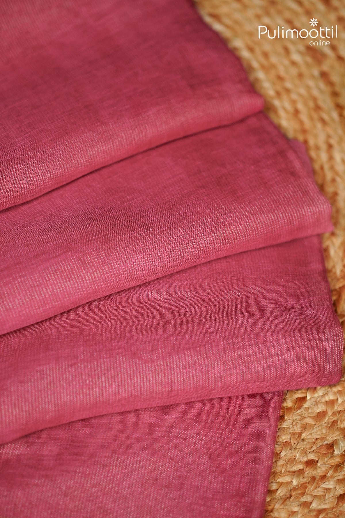 Rani Pink Colour Linen Saree