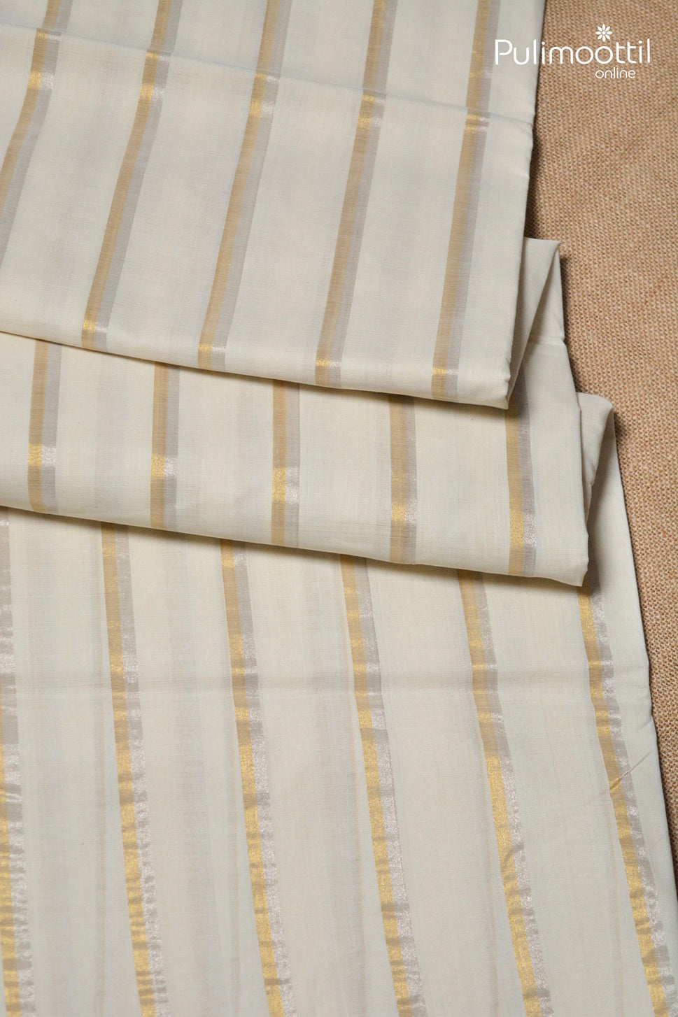 Cream colour Cotton Handloom Saree