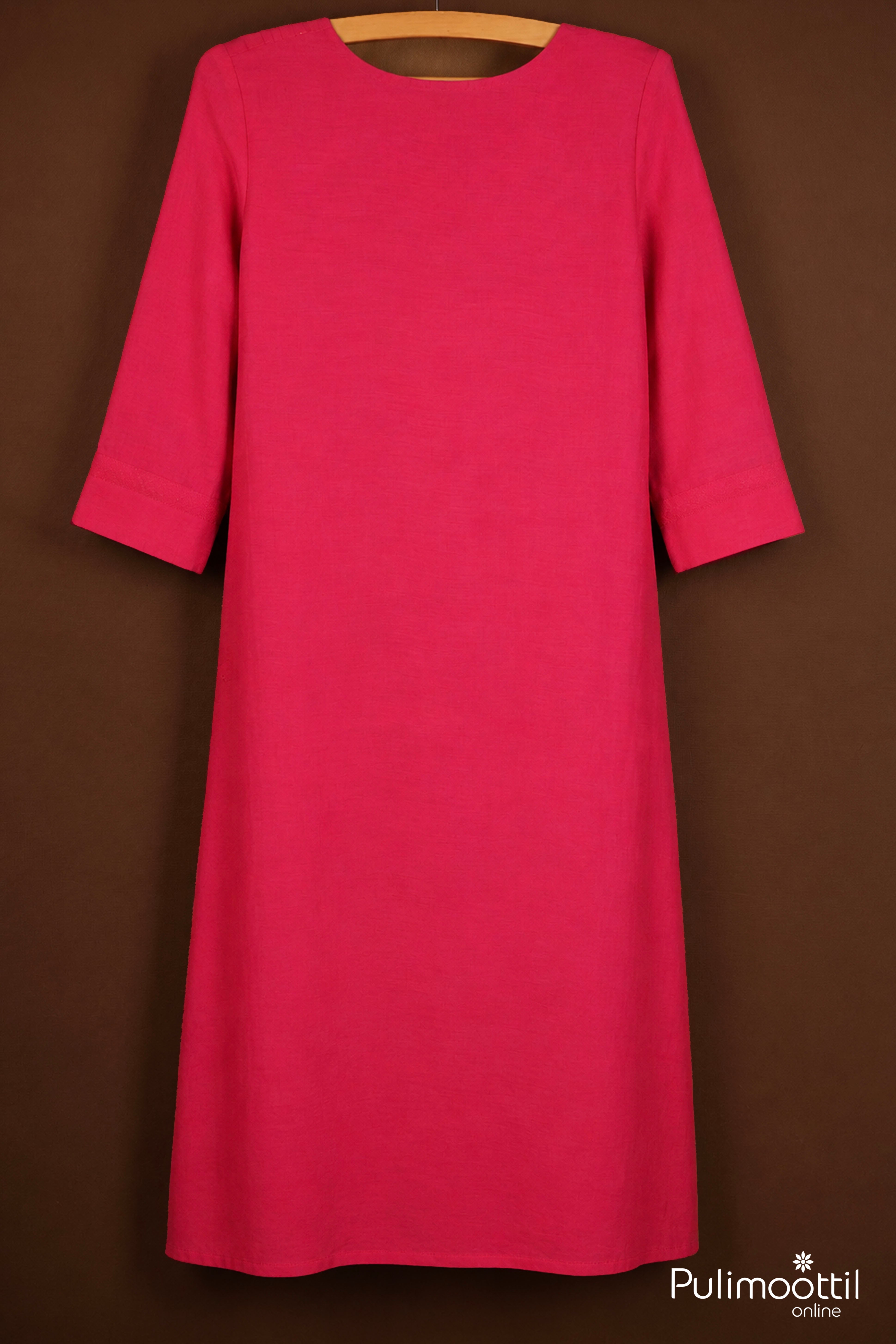 Pink Kurthi Featuring Elegant Tone-on-Tone Floral Vine Embroidery