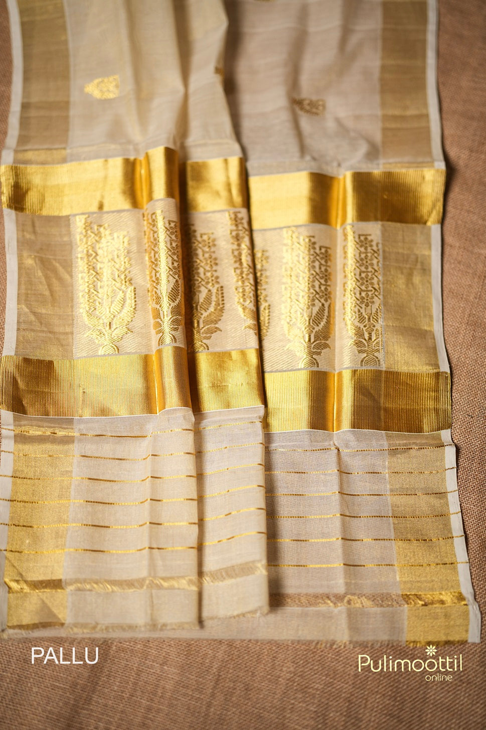 Kerala Traditional Golden Tissue Handloom Set Saree
