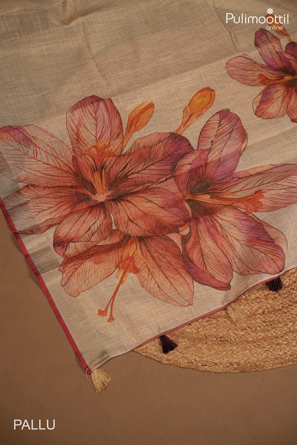 Onam Special Kerala Traditional Semi Lenin Tissue Saree