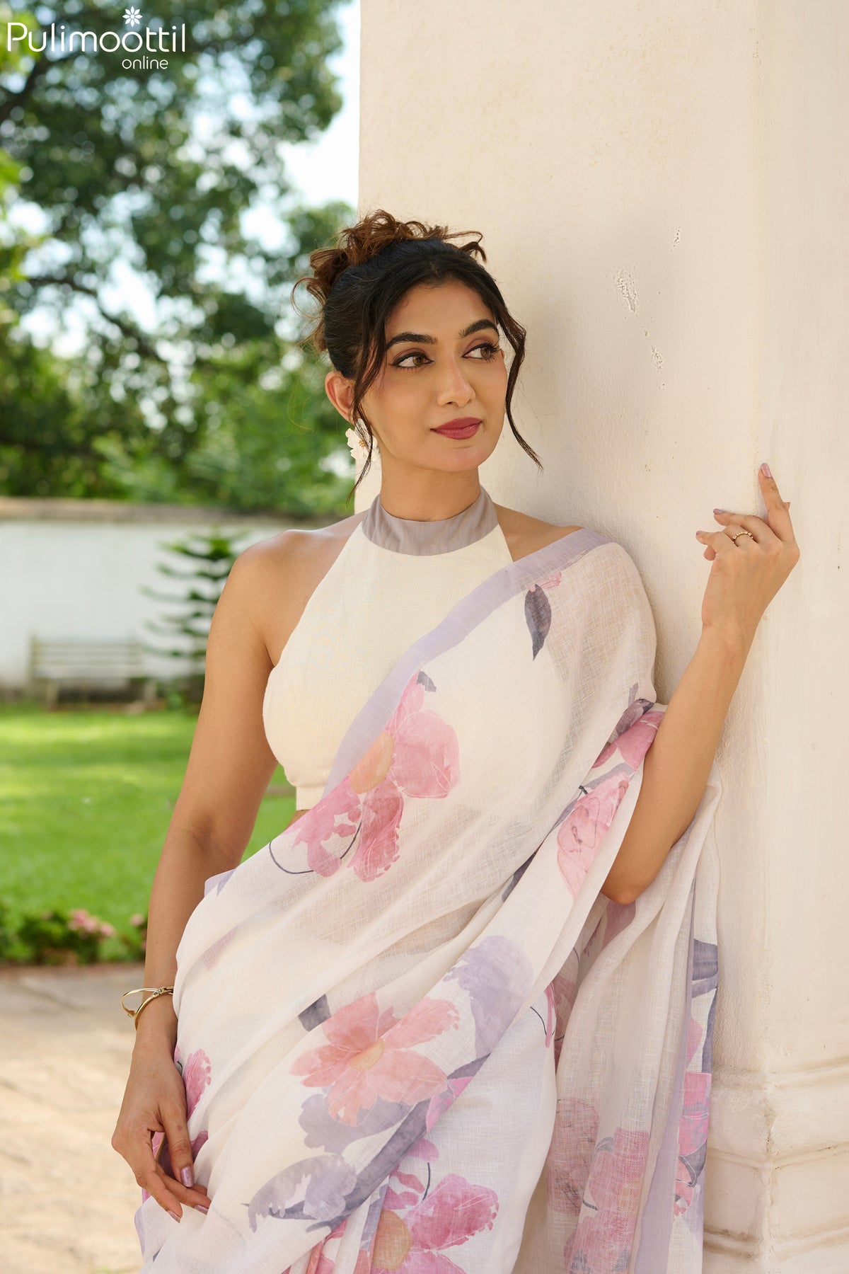 Off-White Colour Linen Saree