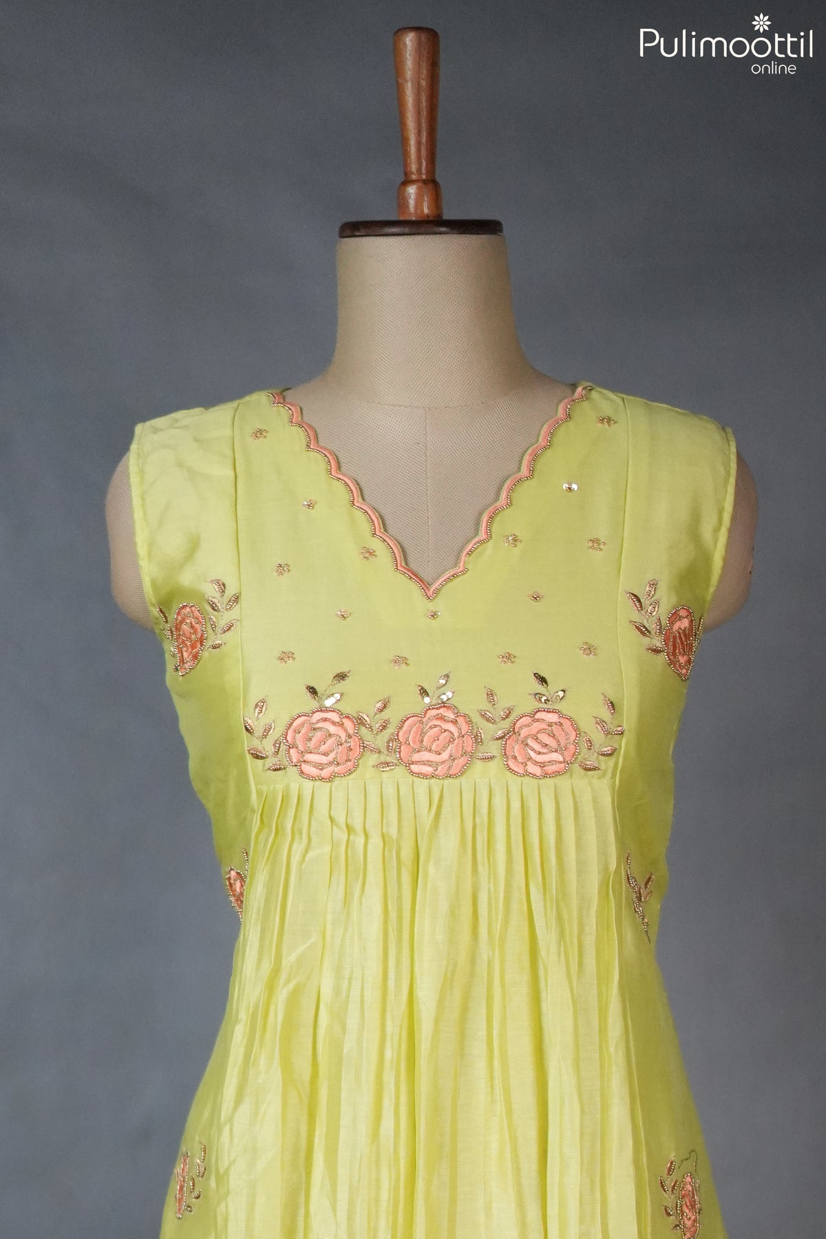 Pistachio Green Chanderi A-Line Kurta