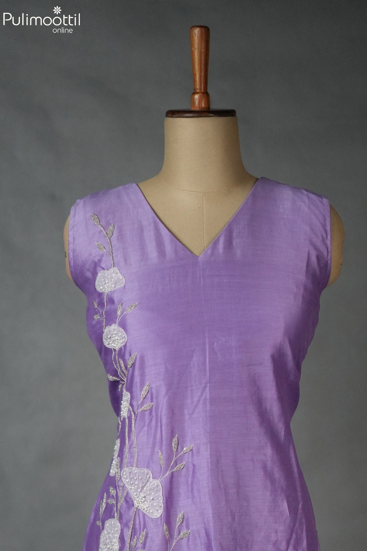 Lavender Colour Satin Cotton A-Line Kurti