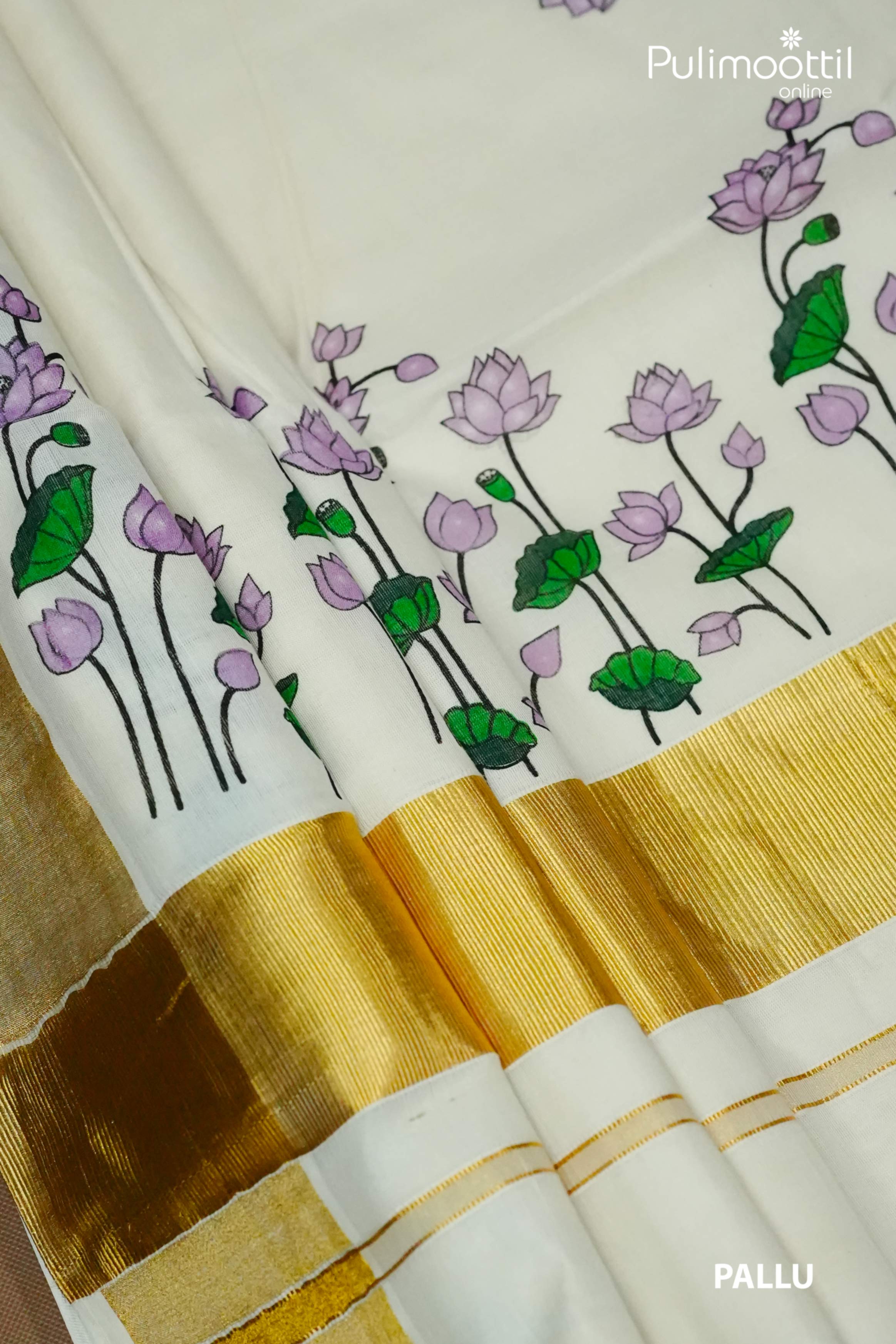 Cream Colour Kerala Traditional Set Saree.