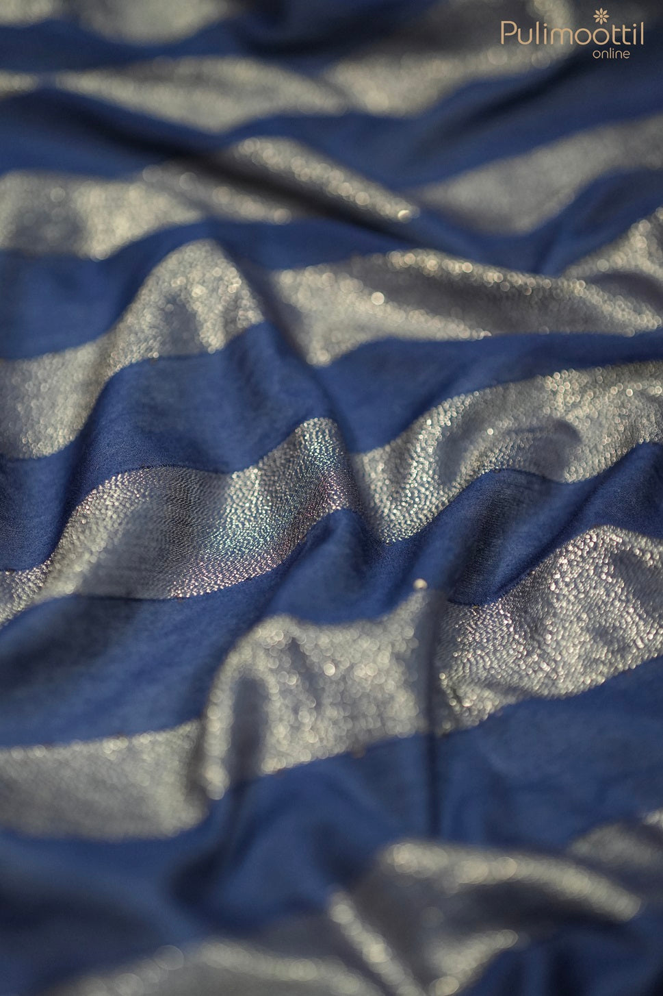 Navy Blue Colour Semi Chanderi Fabric