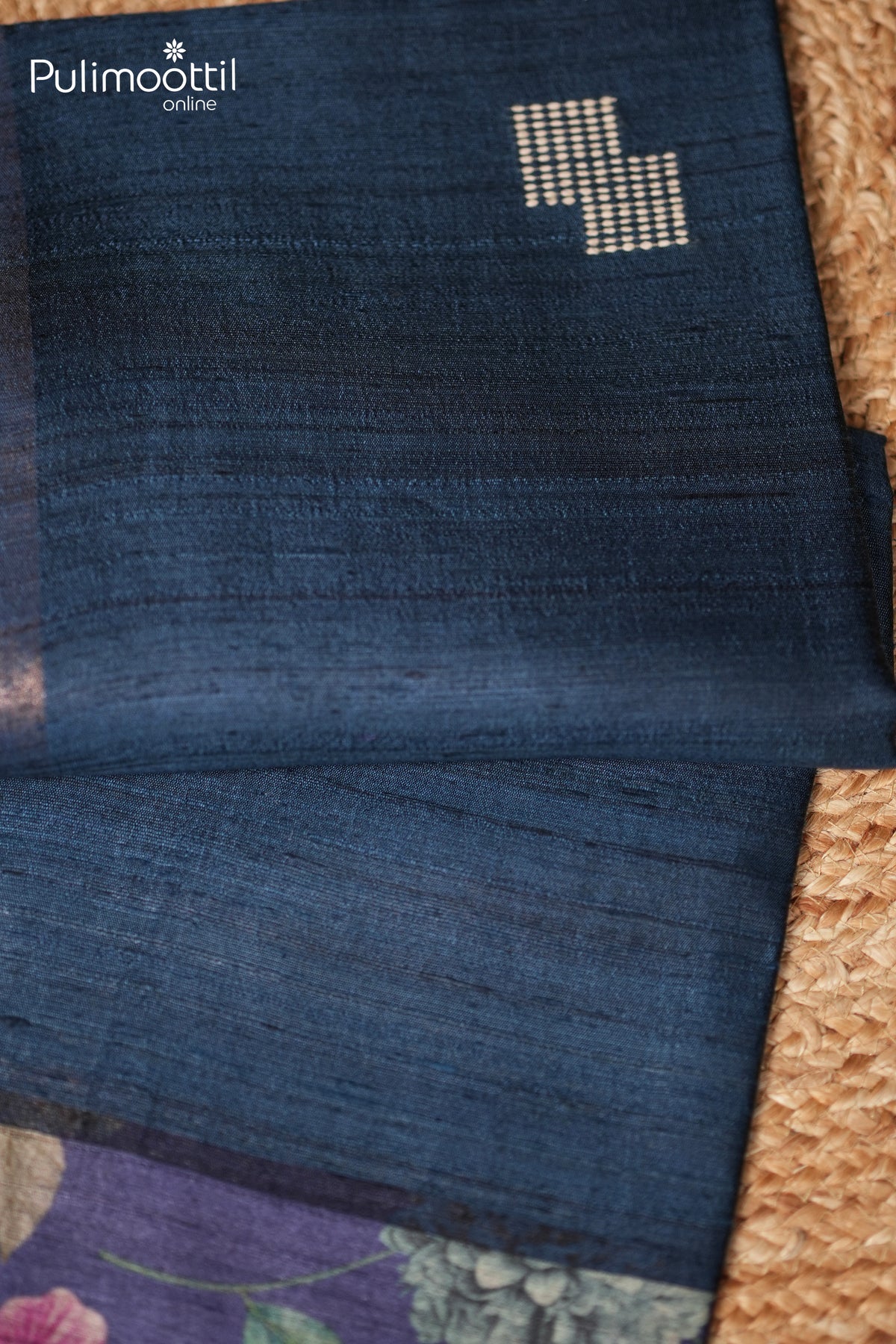 Dark German Blue Colour Jute Silk Saree
