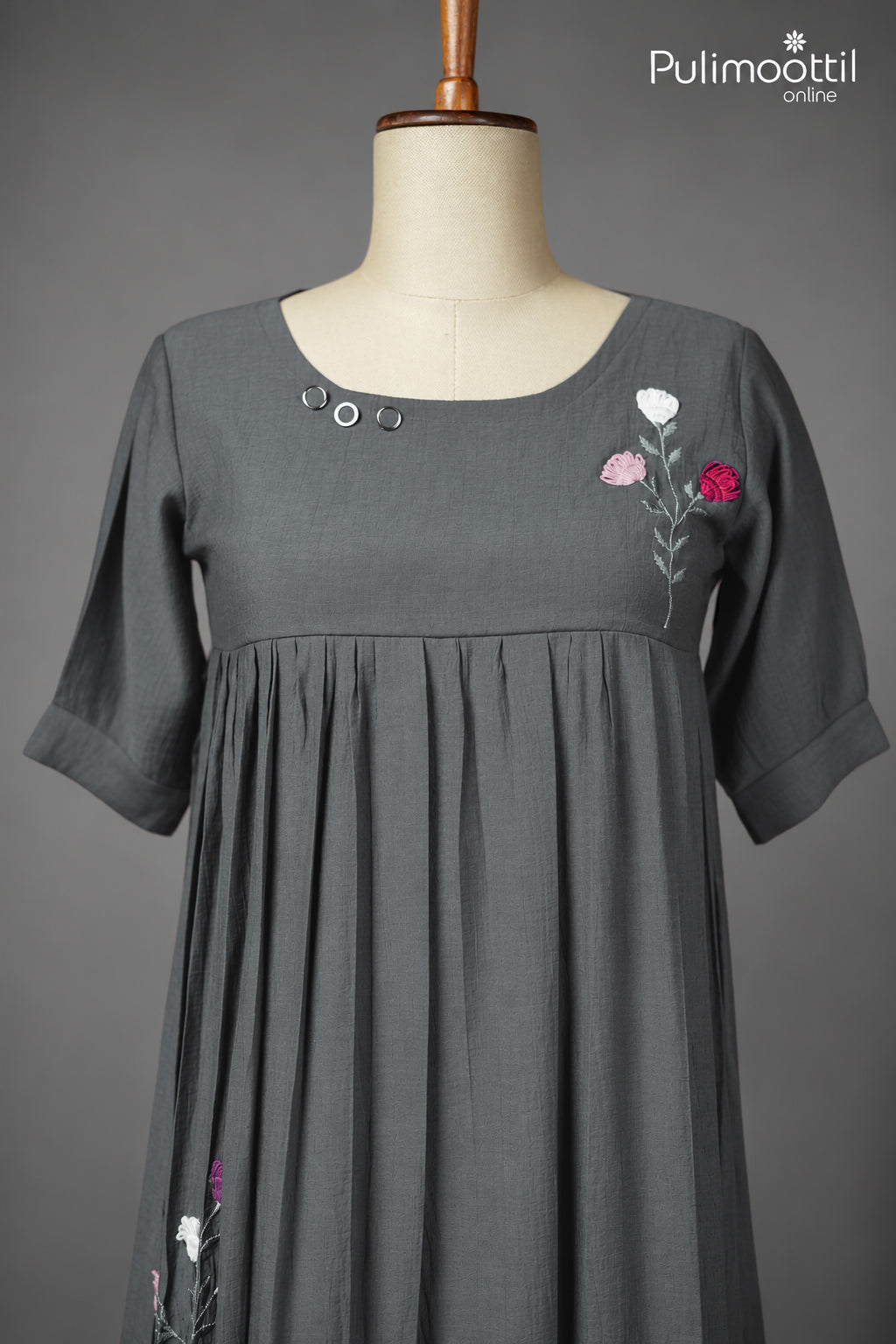Dark Ash Colour Viscose Blended crushed Half frock