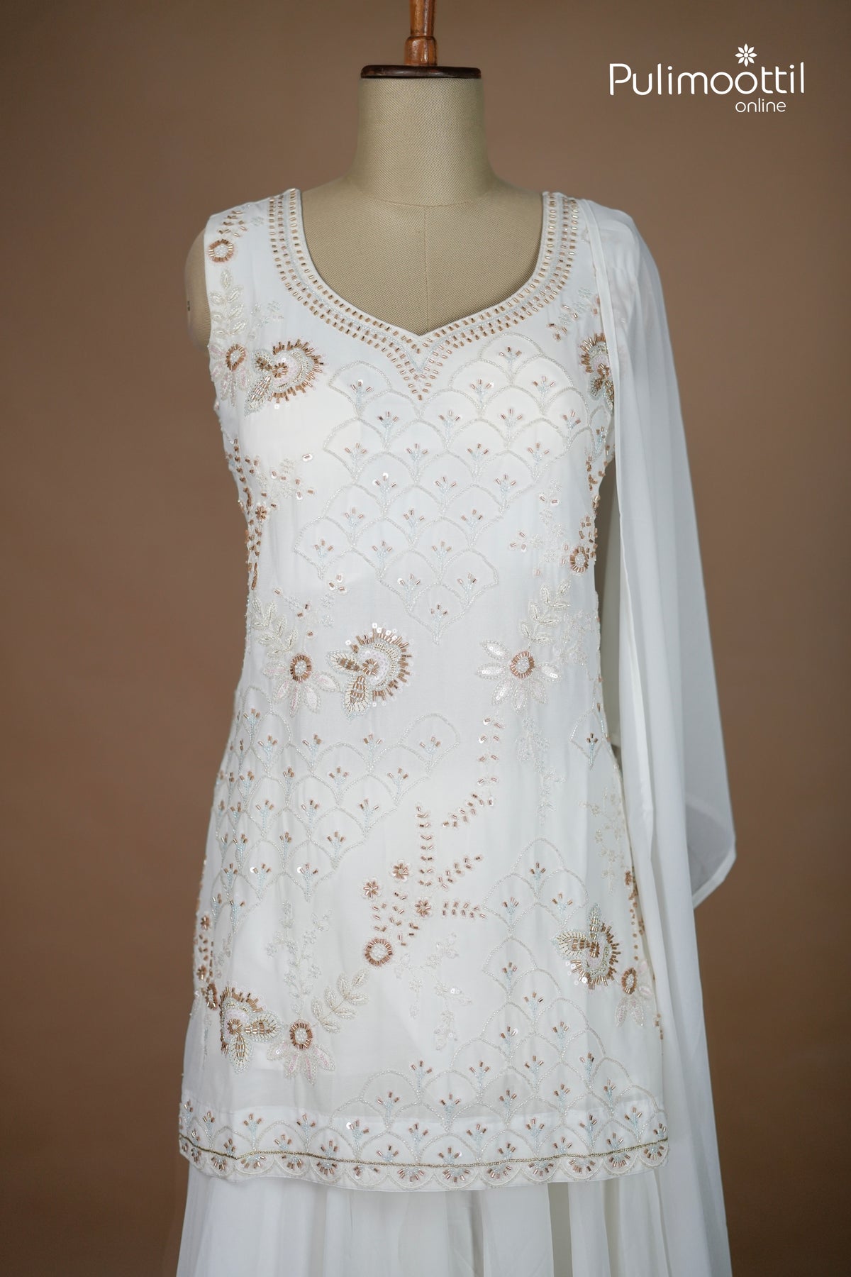 Offwhite Colour Georgette Sharara set