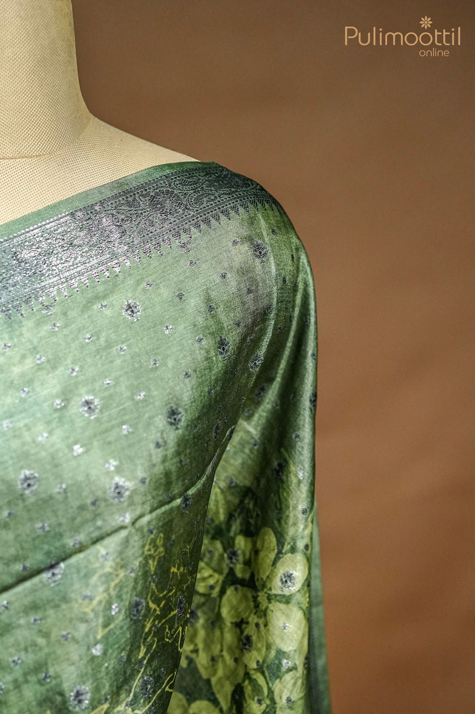 Pastel Green Tusser Silk Saree.