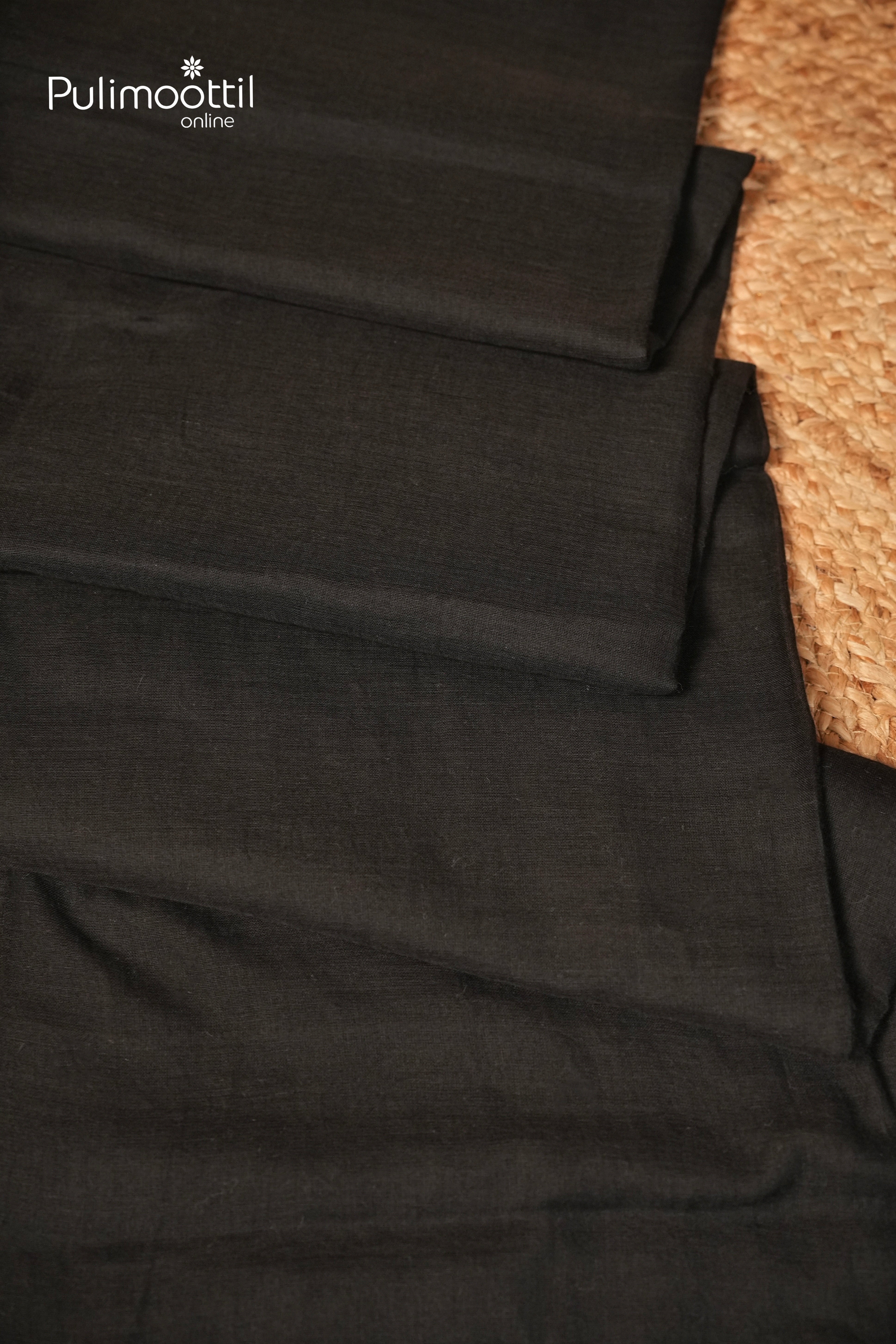 Black Colour Mul Cotton Saree