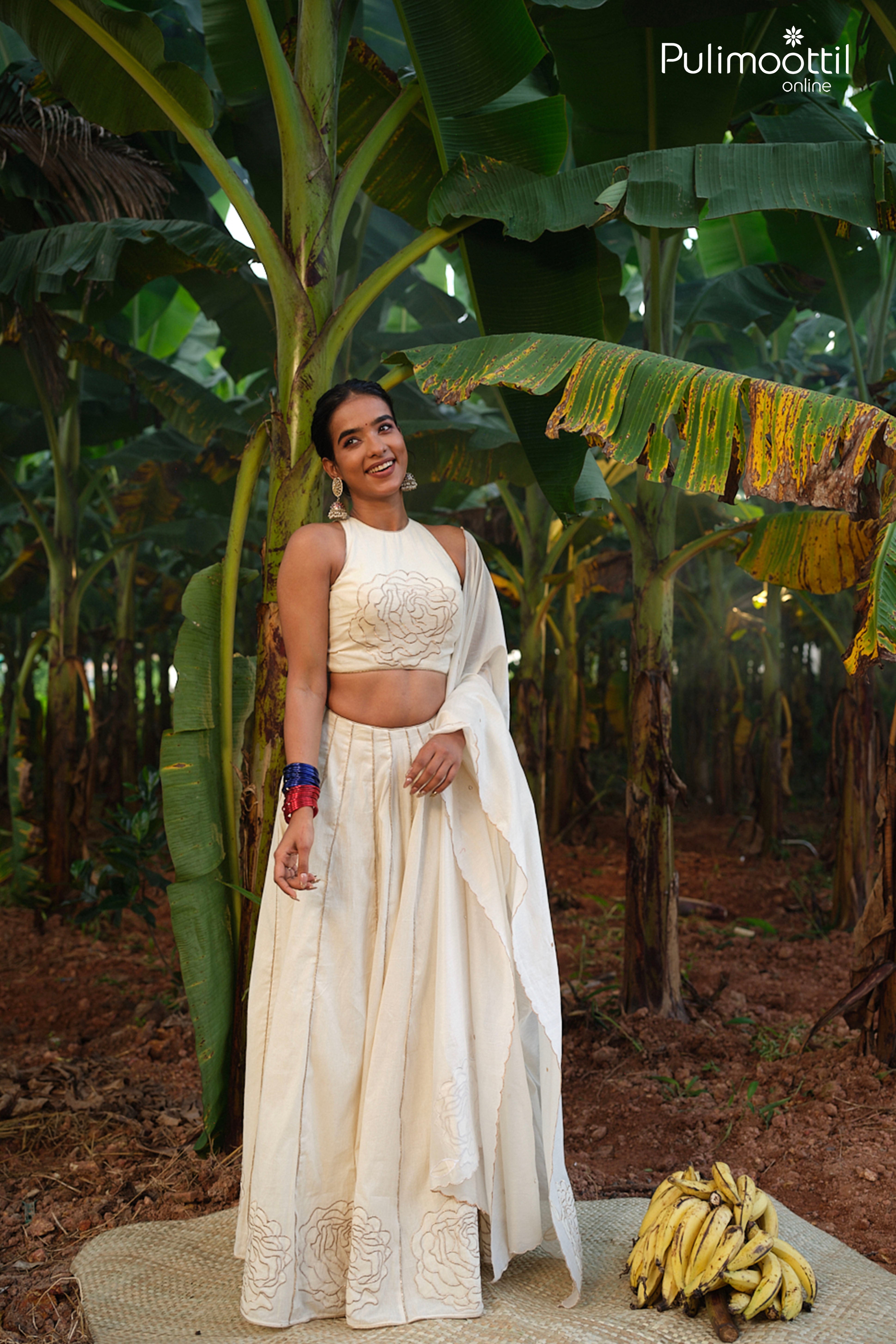 Golden Flower Skirt Set