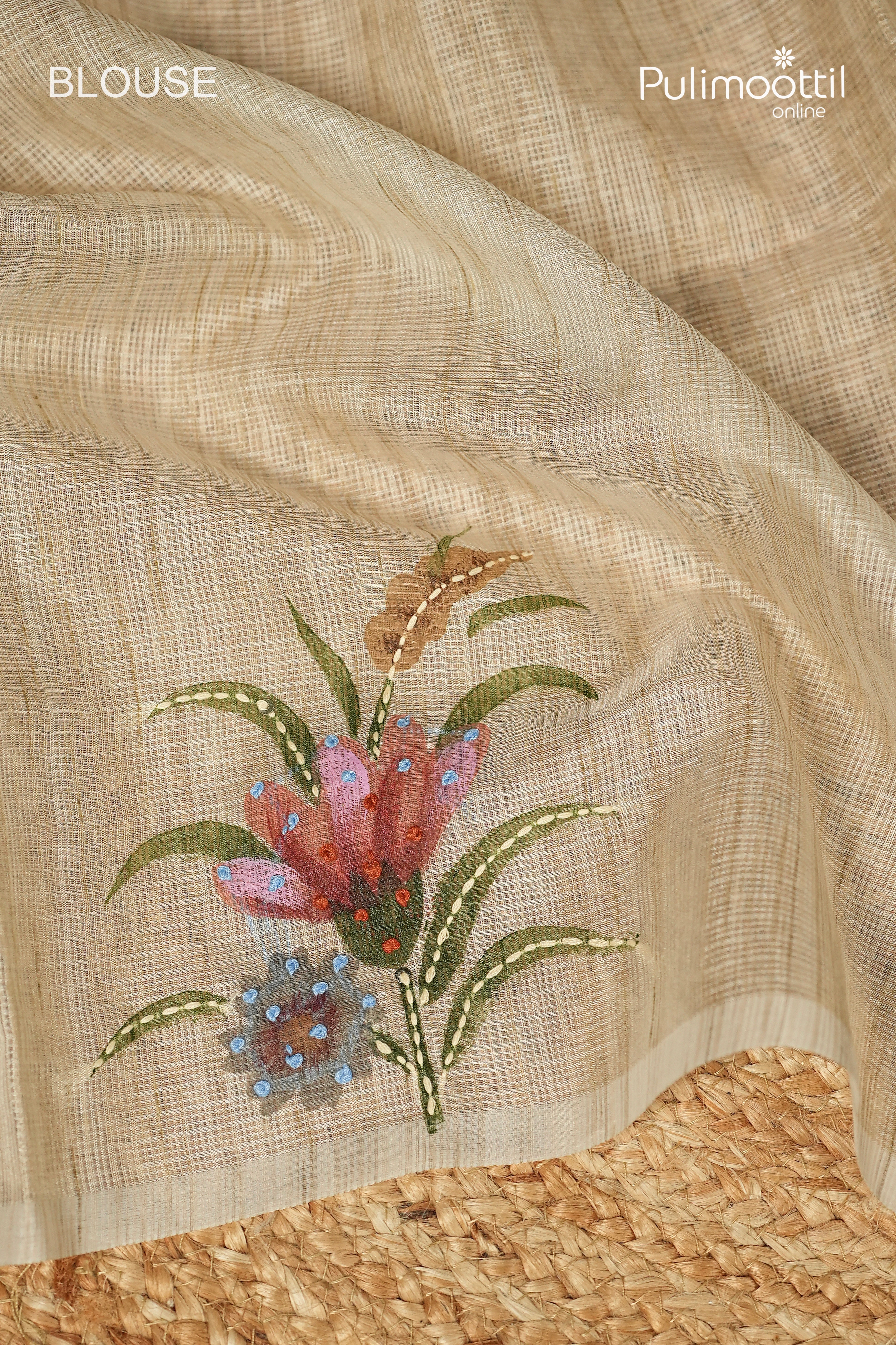Ivory Colour Net Cotta Fancy Saree