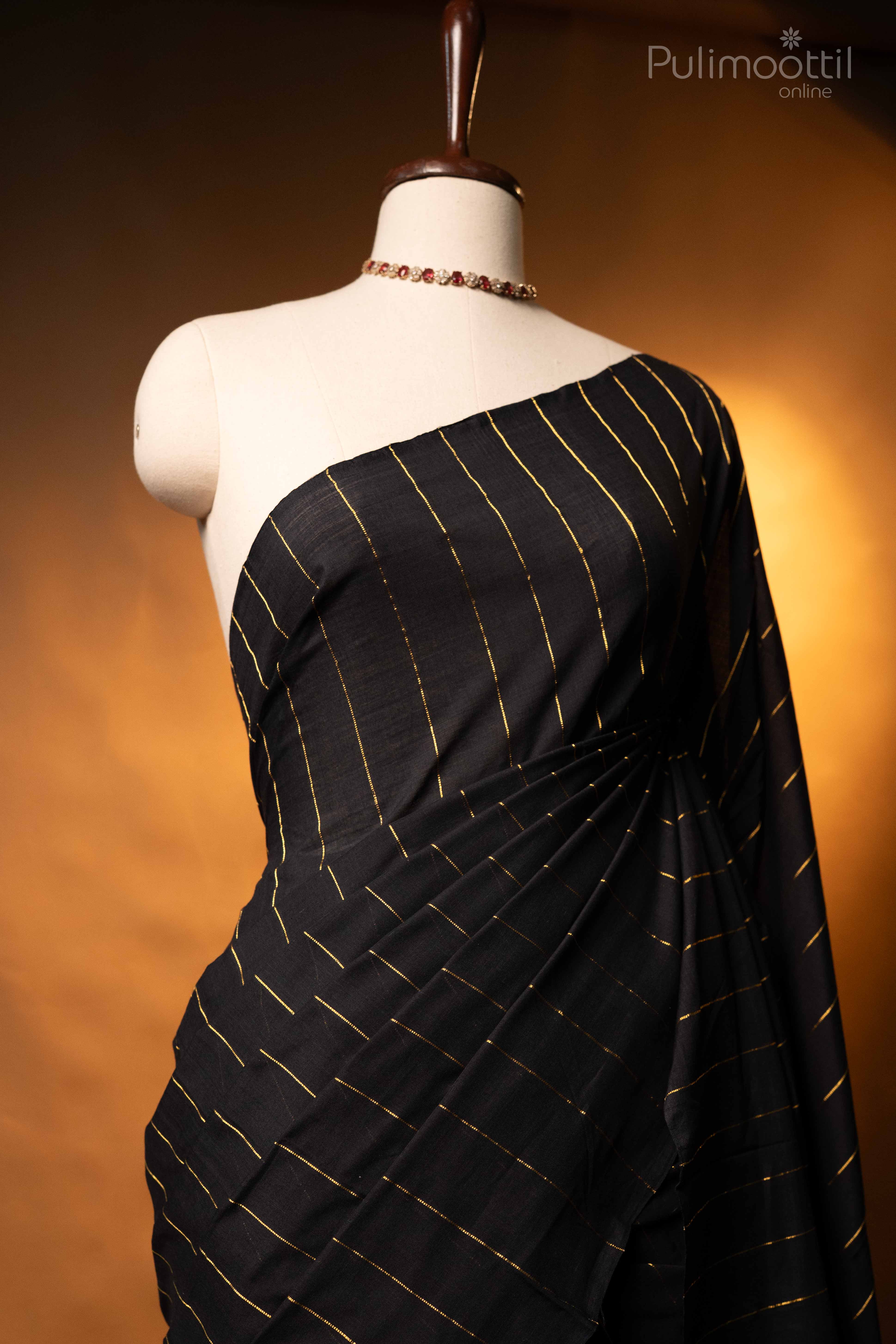 Black Colour Pure Handloom Cotton Saree