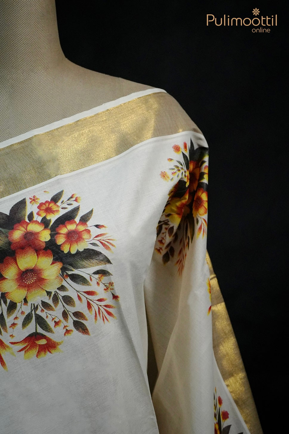Kerala Cotton Digital Print Set Saree.