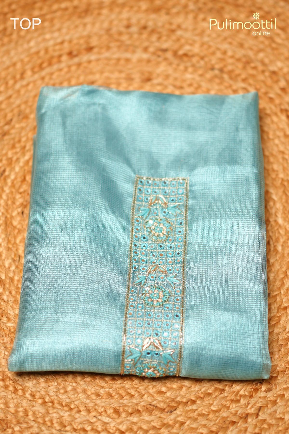 Sky Blue Net Kota Unstitched Salwar Set