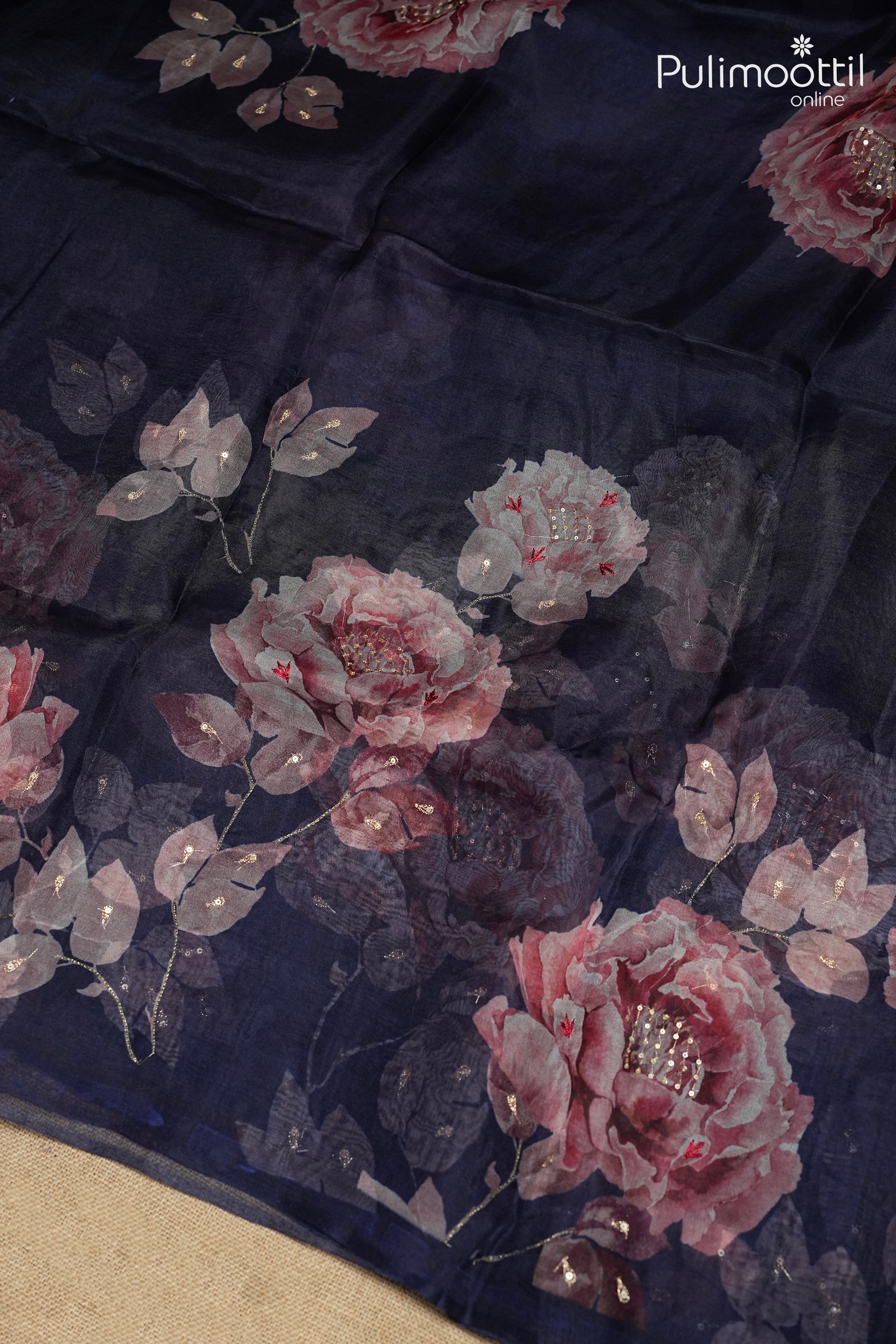 Blue Colour Organza Fancy Saree