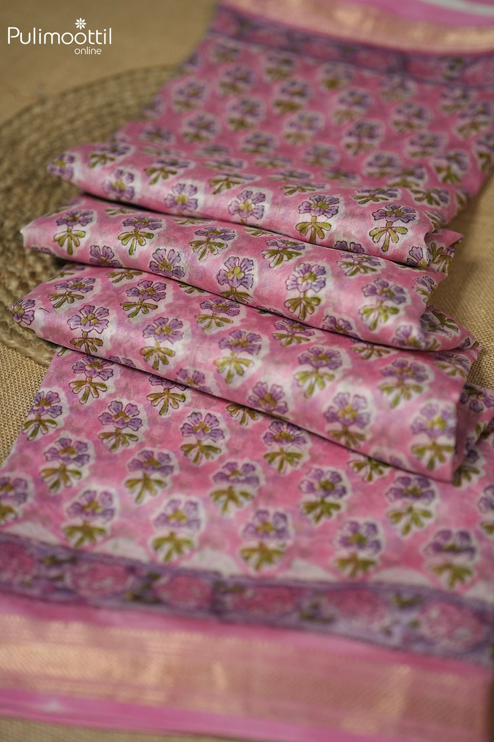 Light Pink Colour Chanderi Saree