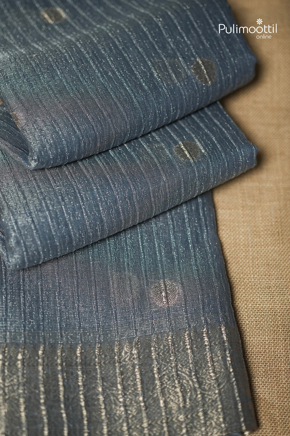 Steel Blue Colour Semi Tissue Saree