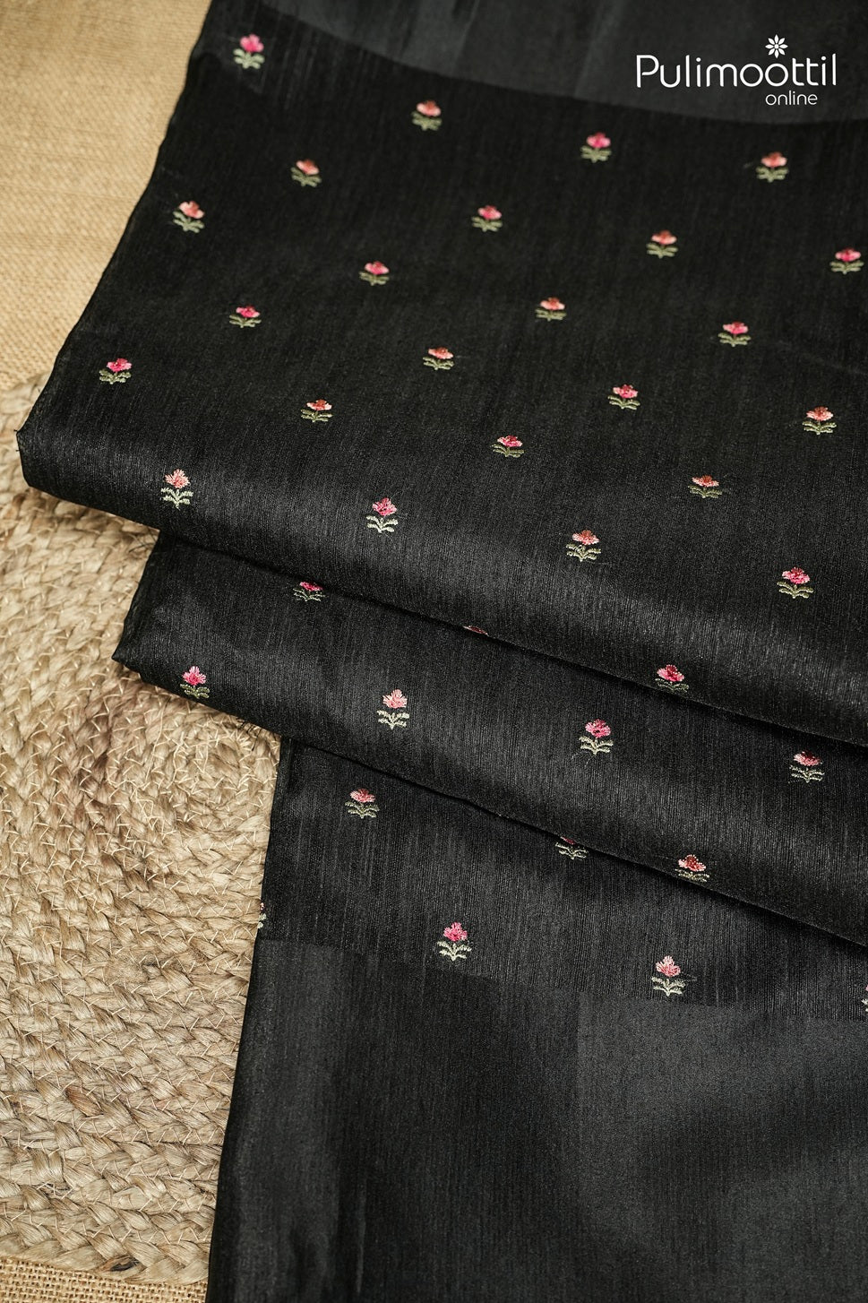 Black Colour Semi Jute Silk Saree