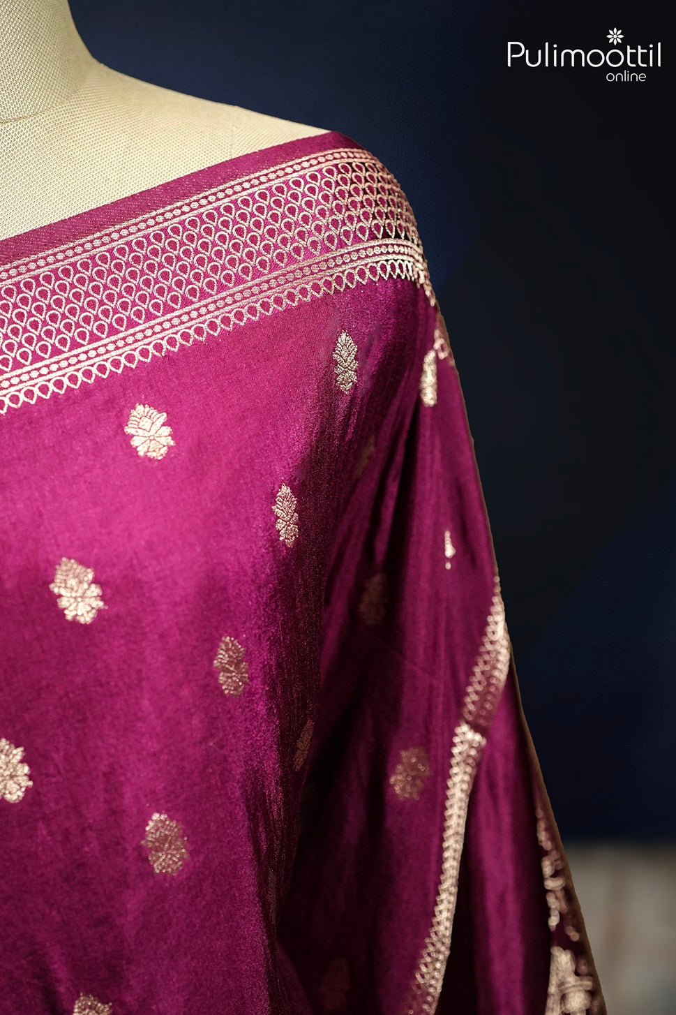 Wine Shade Colour Banarasi Silk Saree.