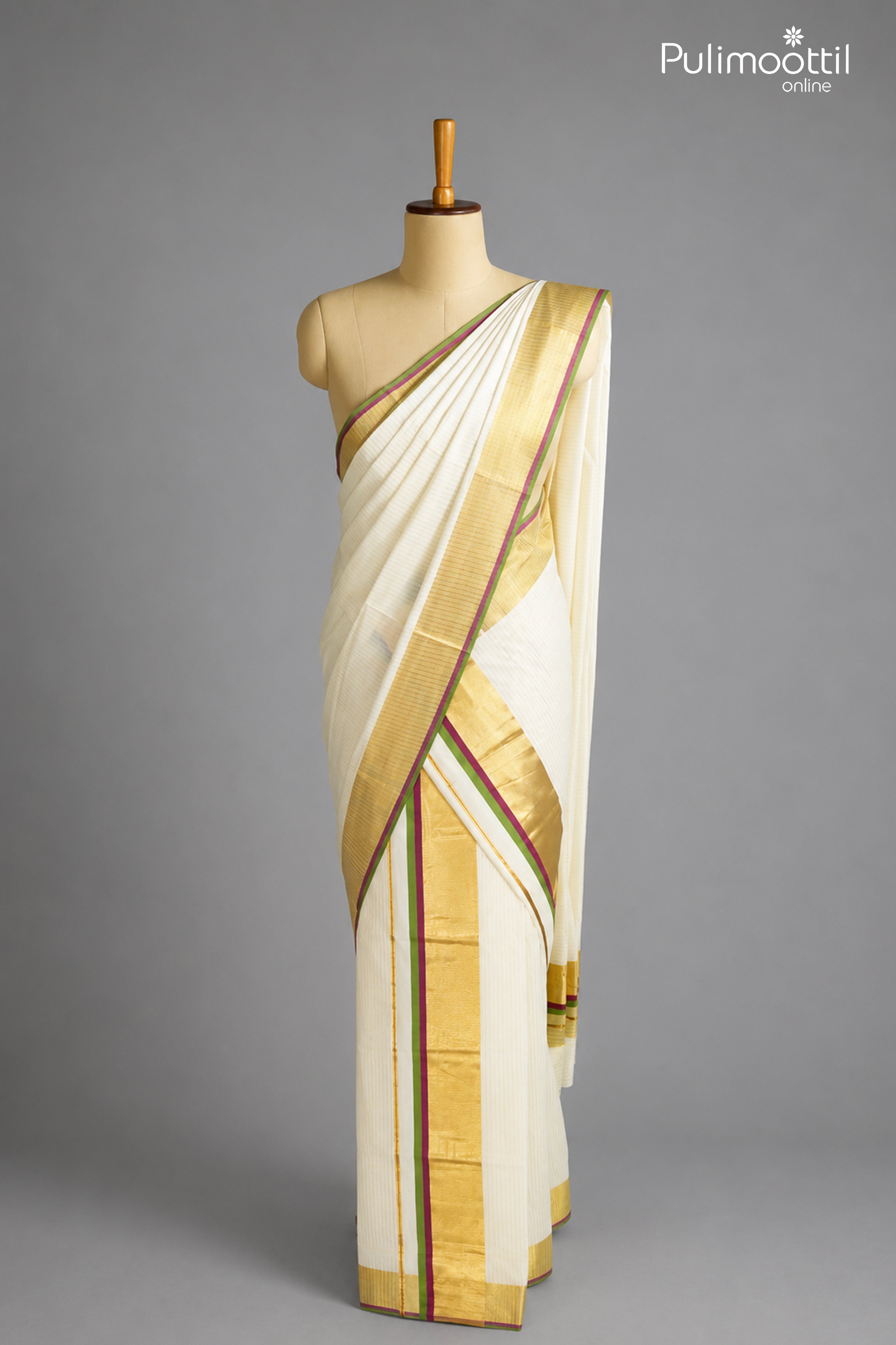 Onam Special Kerala Traditional Plain with Golden Tissue Set Dhoti