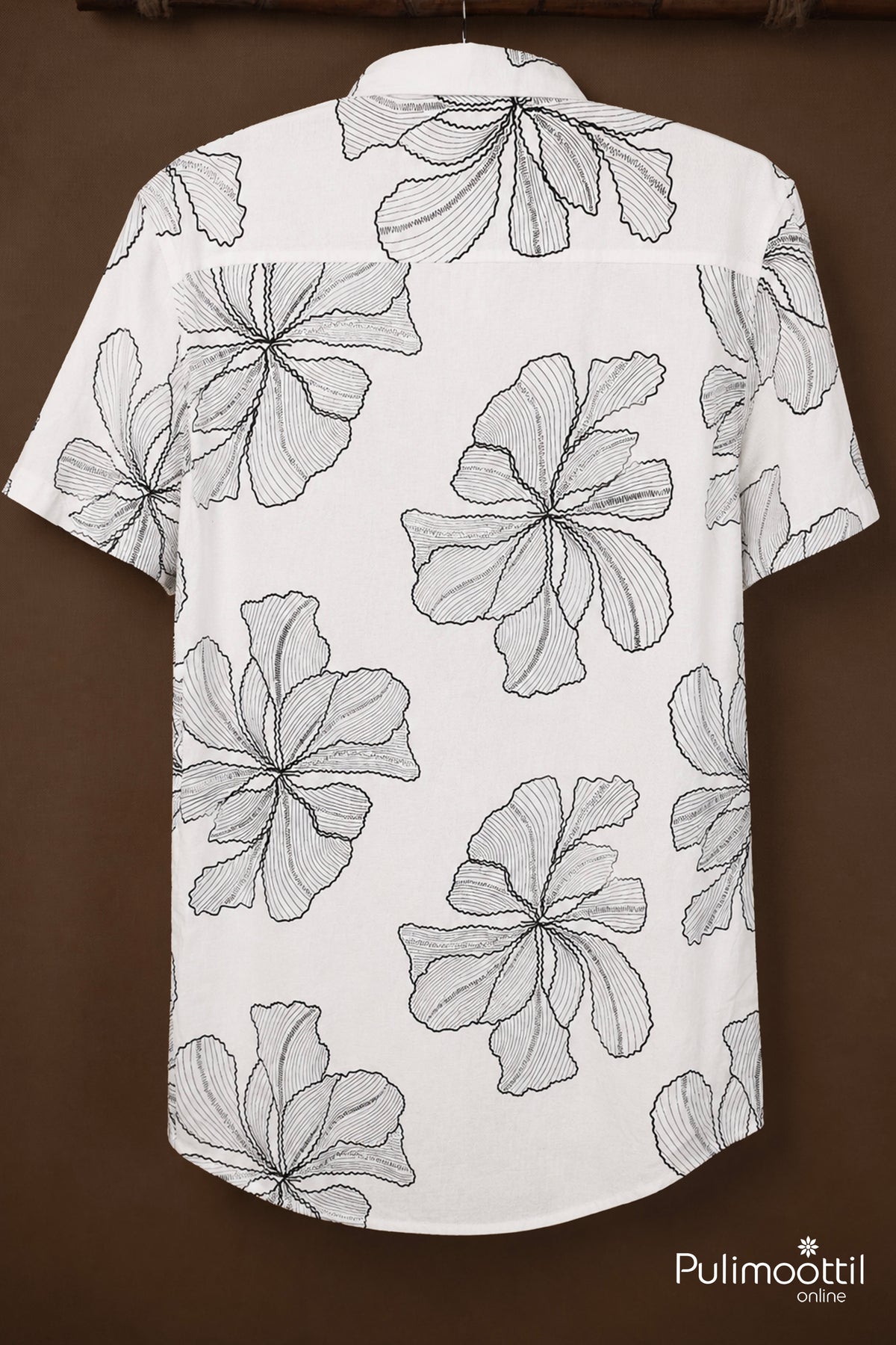White Color Half Sleeve Mens Shirt With Floral Print