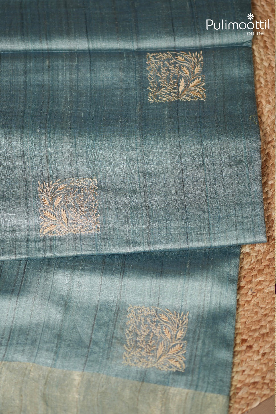 Powder Blue Colour Jute Silk Saree