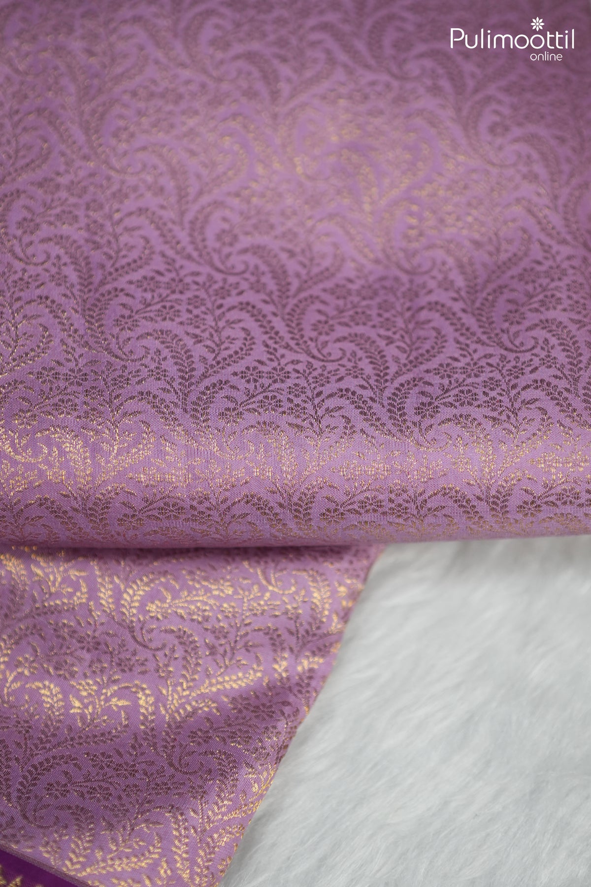 Lavender Colour Kanchipuram Brocade Wedding Saree.