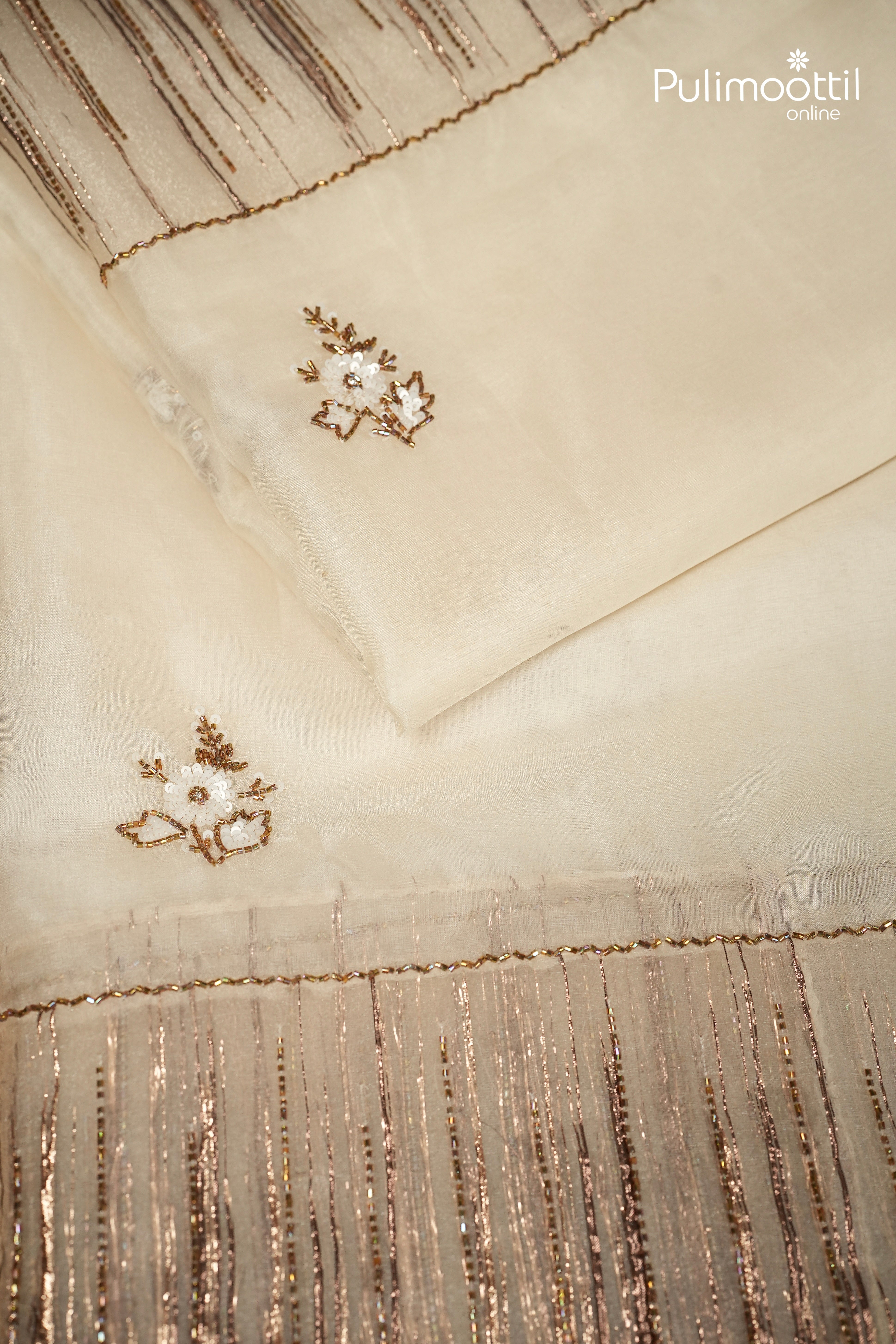 Offwhite Colour Oraganza Fancy Saree