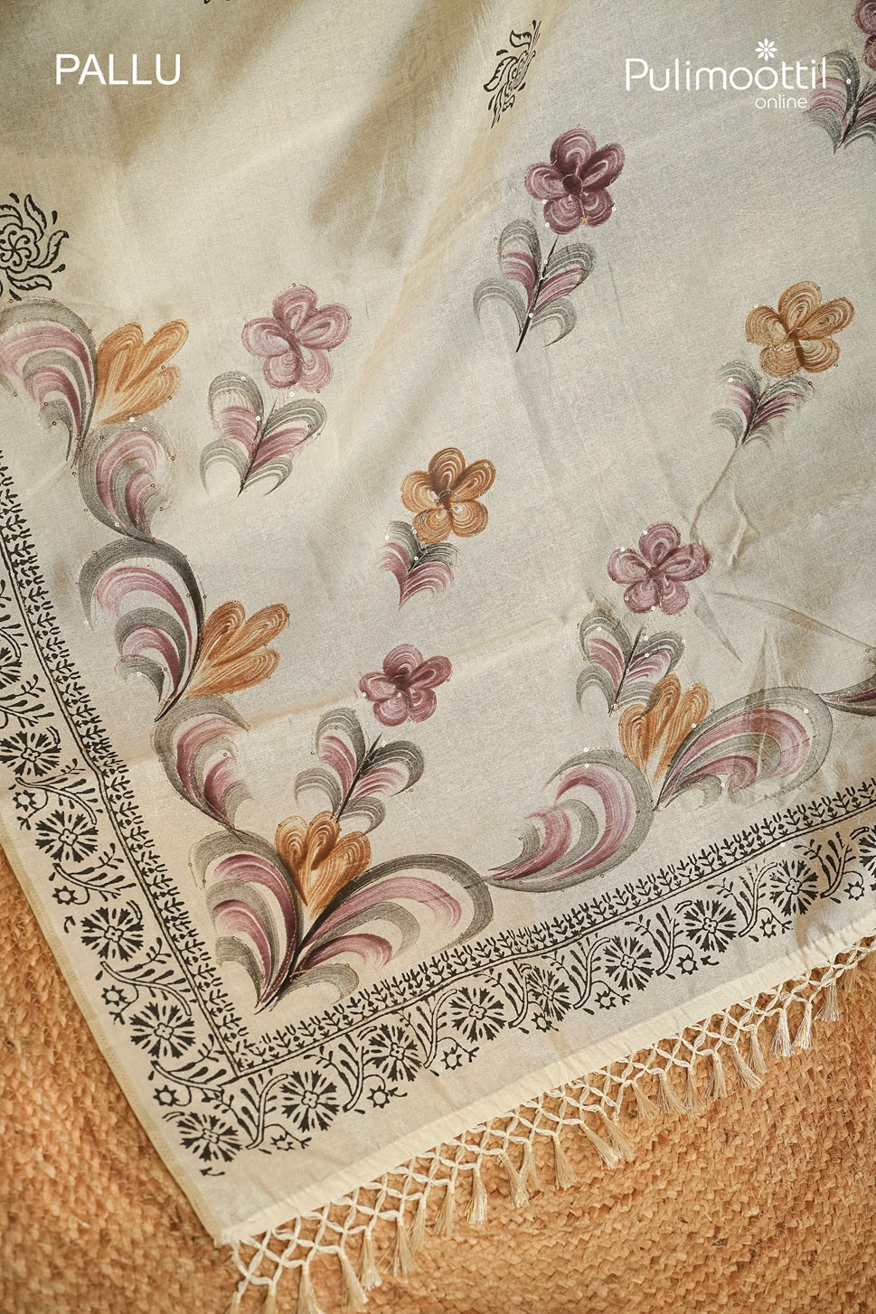 Ivory Colour Russian Silk Saree