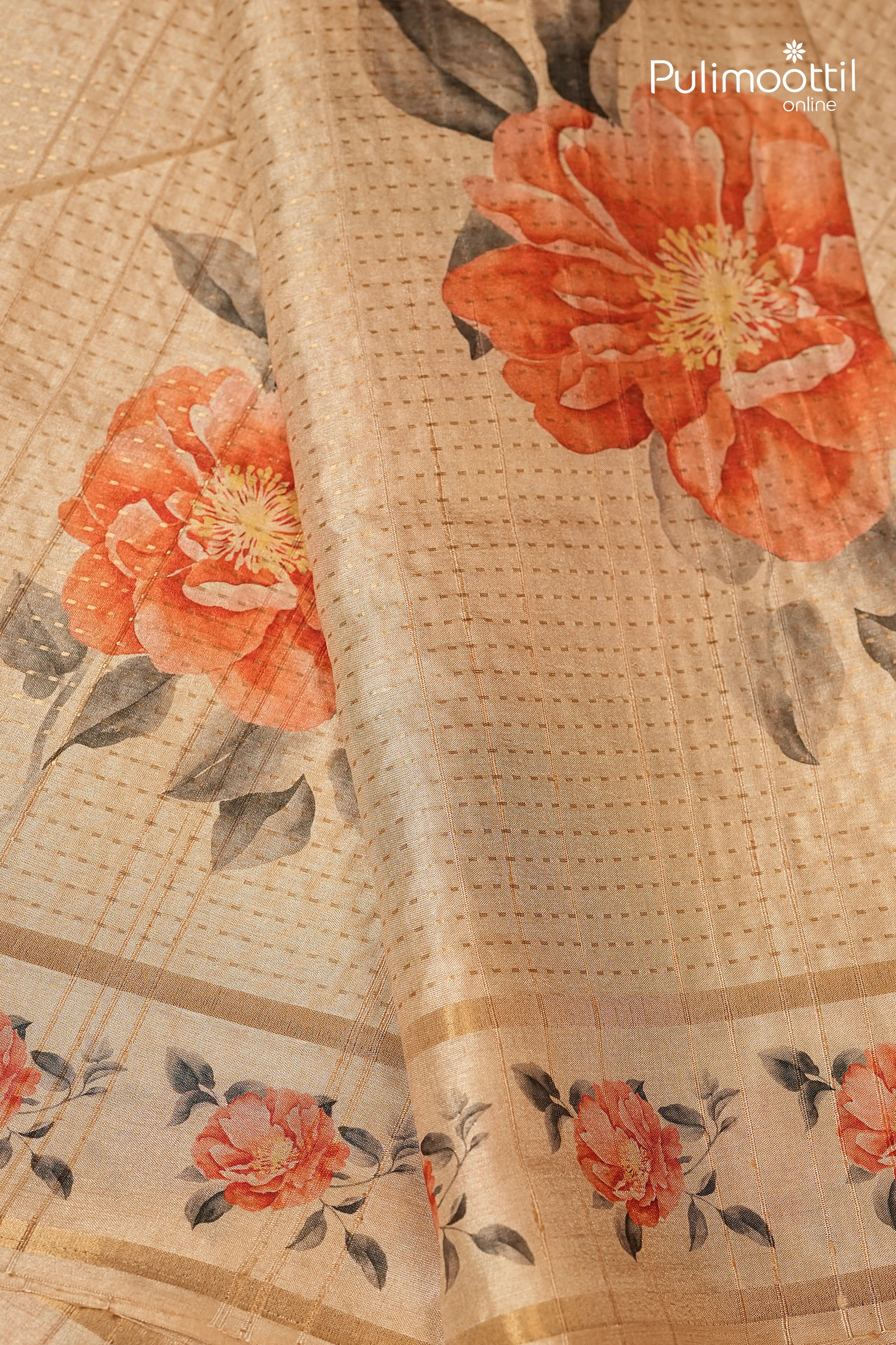 Ivory Colour Semi Jute Traditional Saree