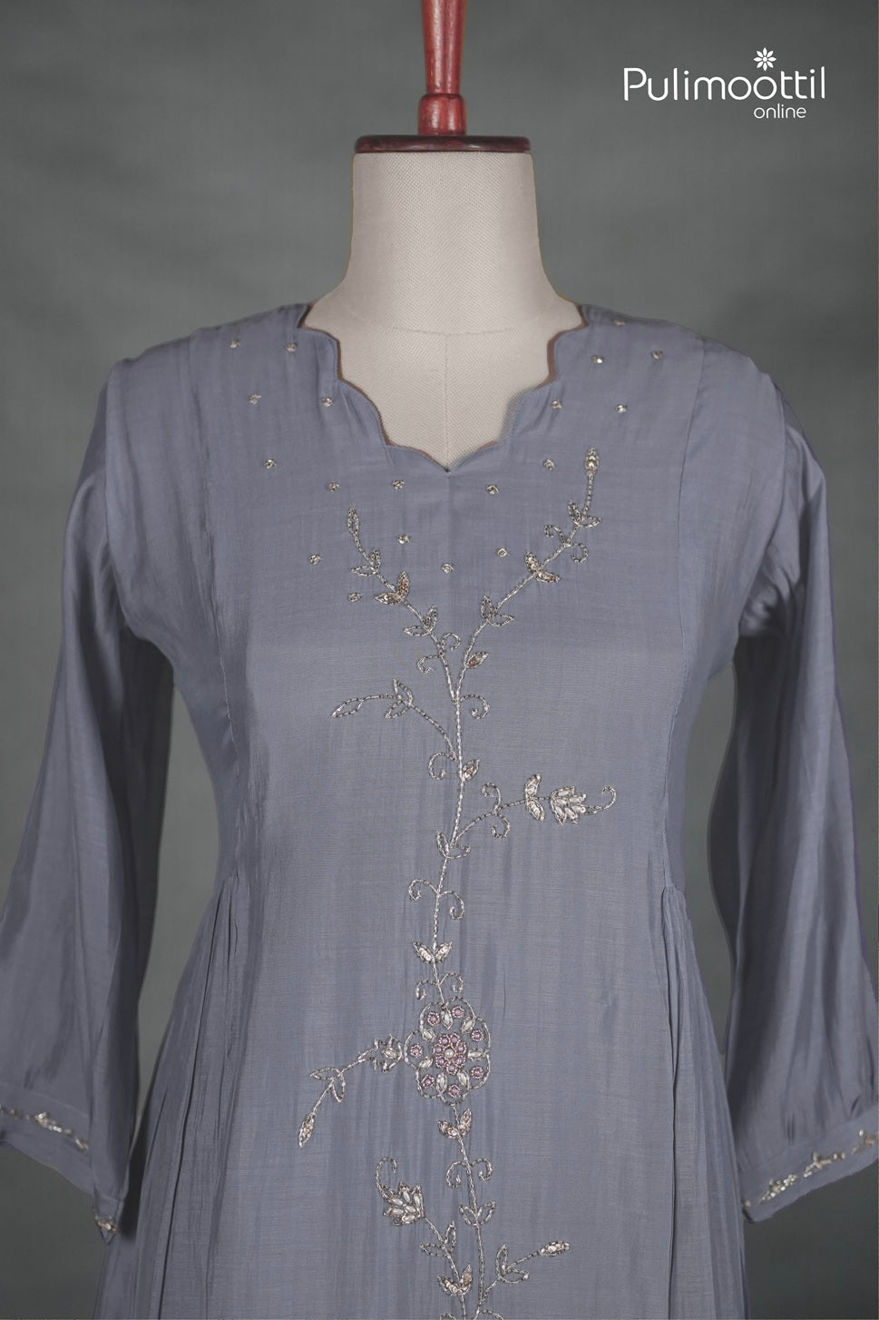 Lavender Colour Chanderi A-Line Kurti