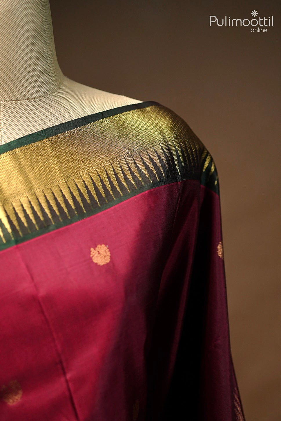 Maroon Colour Kanchipuram Soft Silk Saree.