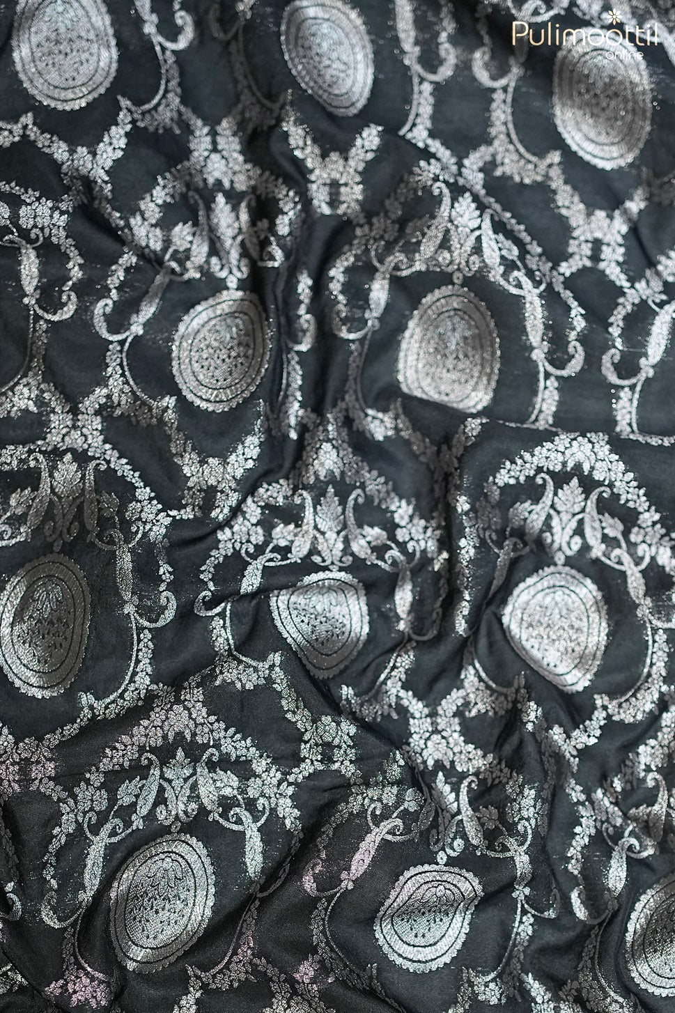 Black And Silver Brocade Fabric