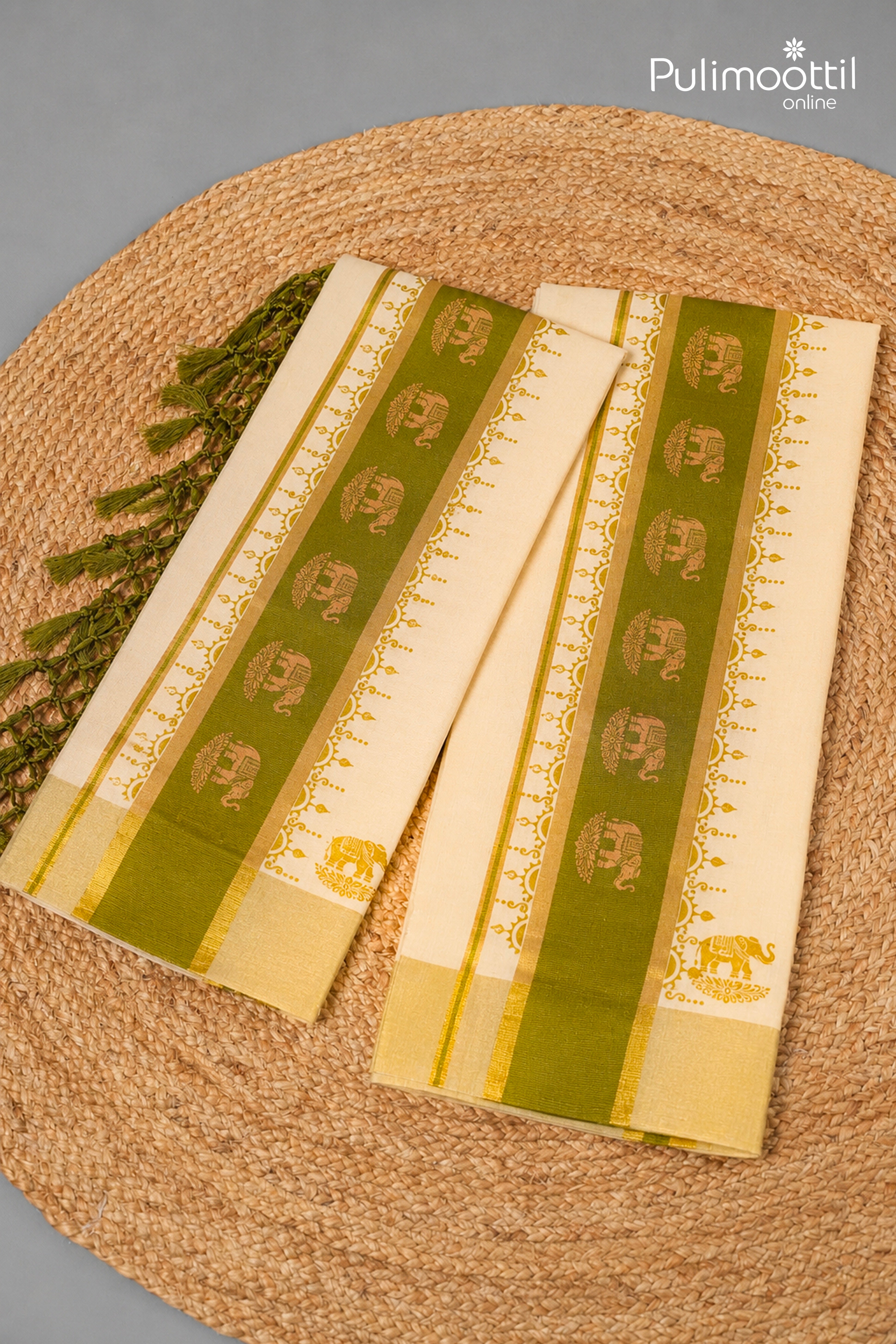 Onam Special Kerala Traditional Golen Tissue Set Mundu