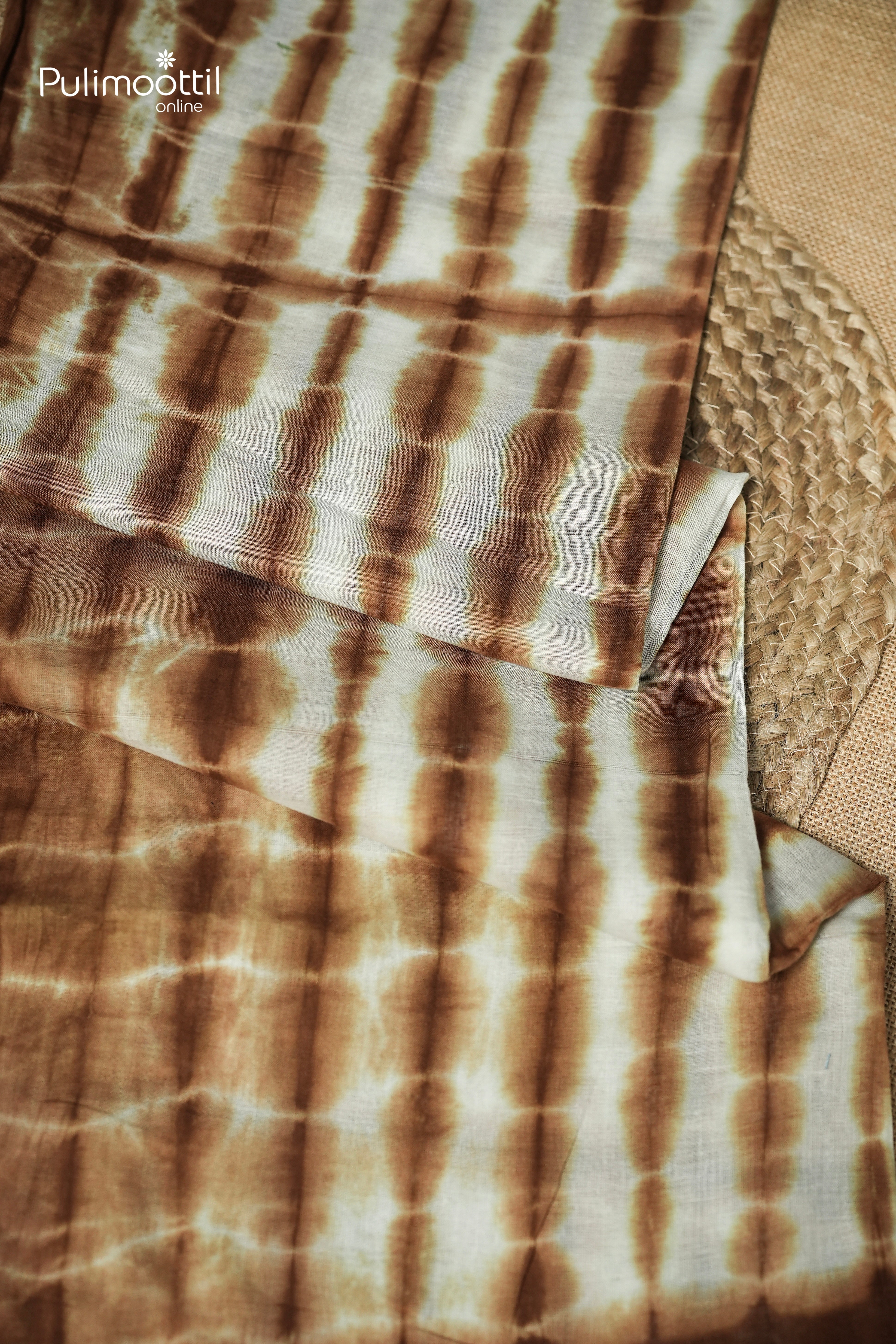 Chocolate Colour Shibori Printed Mul Cotton Saree