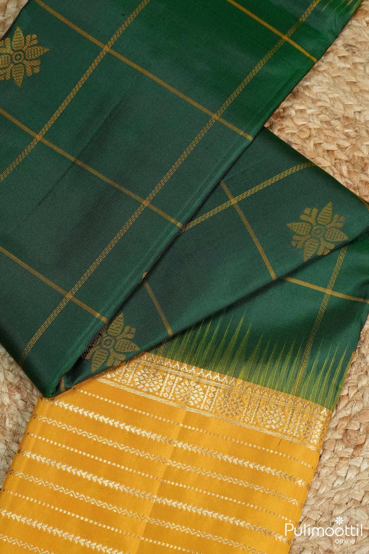 Bottle Green Colour Kanchipuram Designer Saree