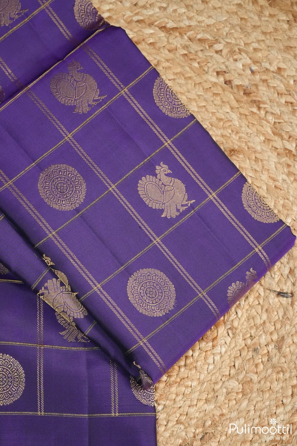 Dark Violet Colour Kanchipuram Designer Saree