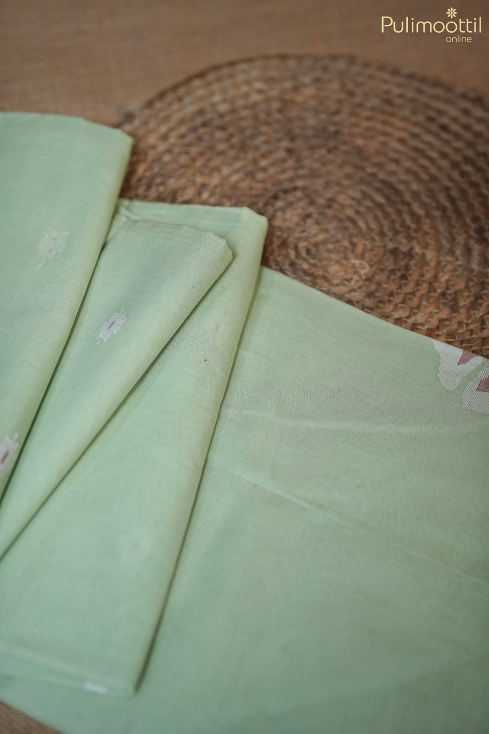 Pistah  Green Colour Soft Cotton  Saree