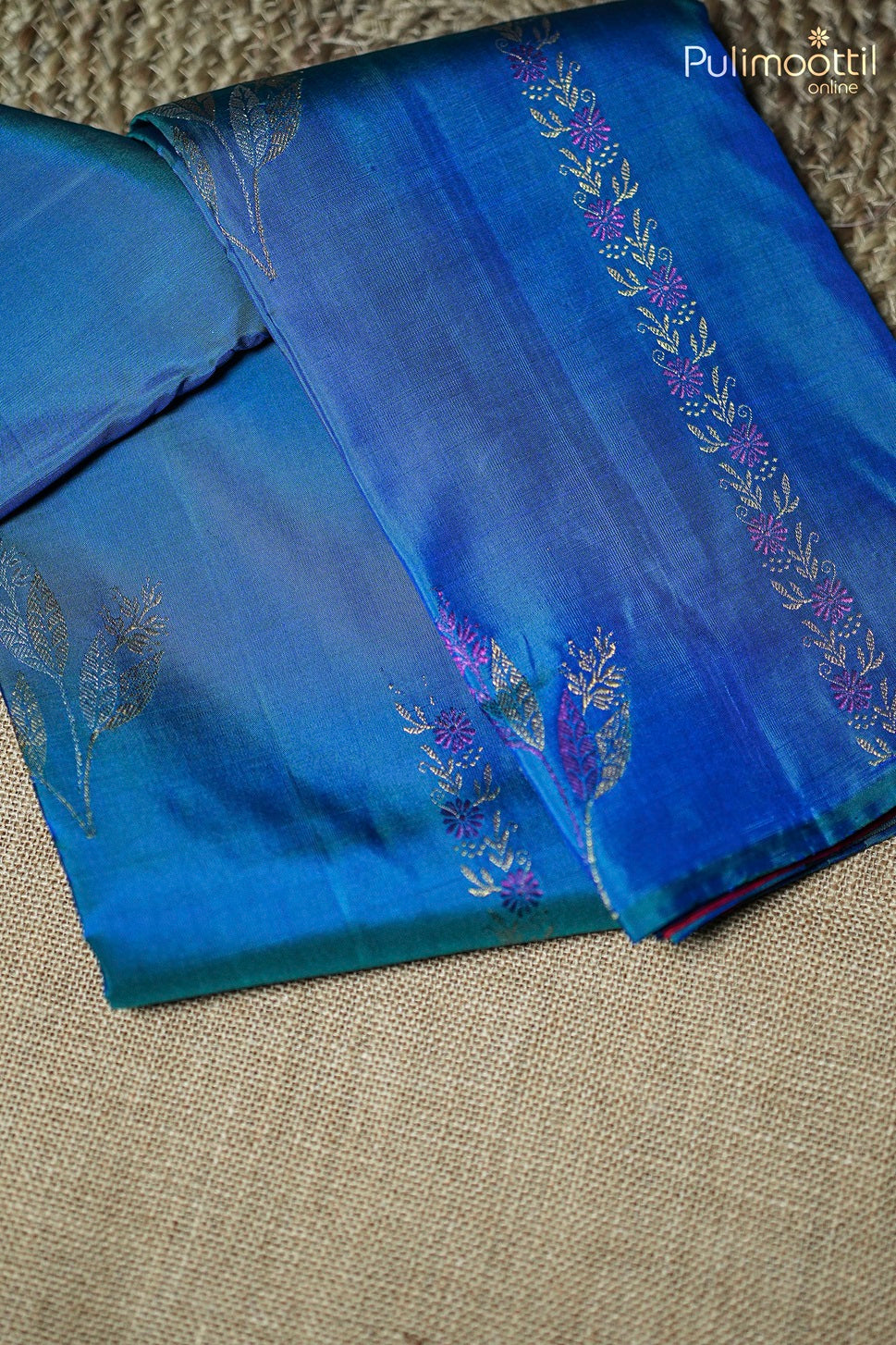 Peacock Blue Colour Kanchipuram Designer Saree