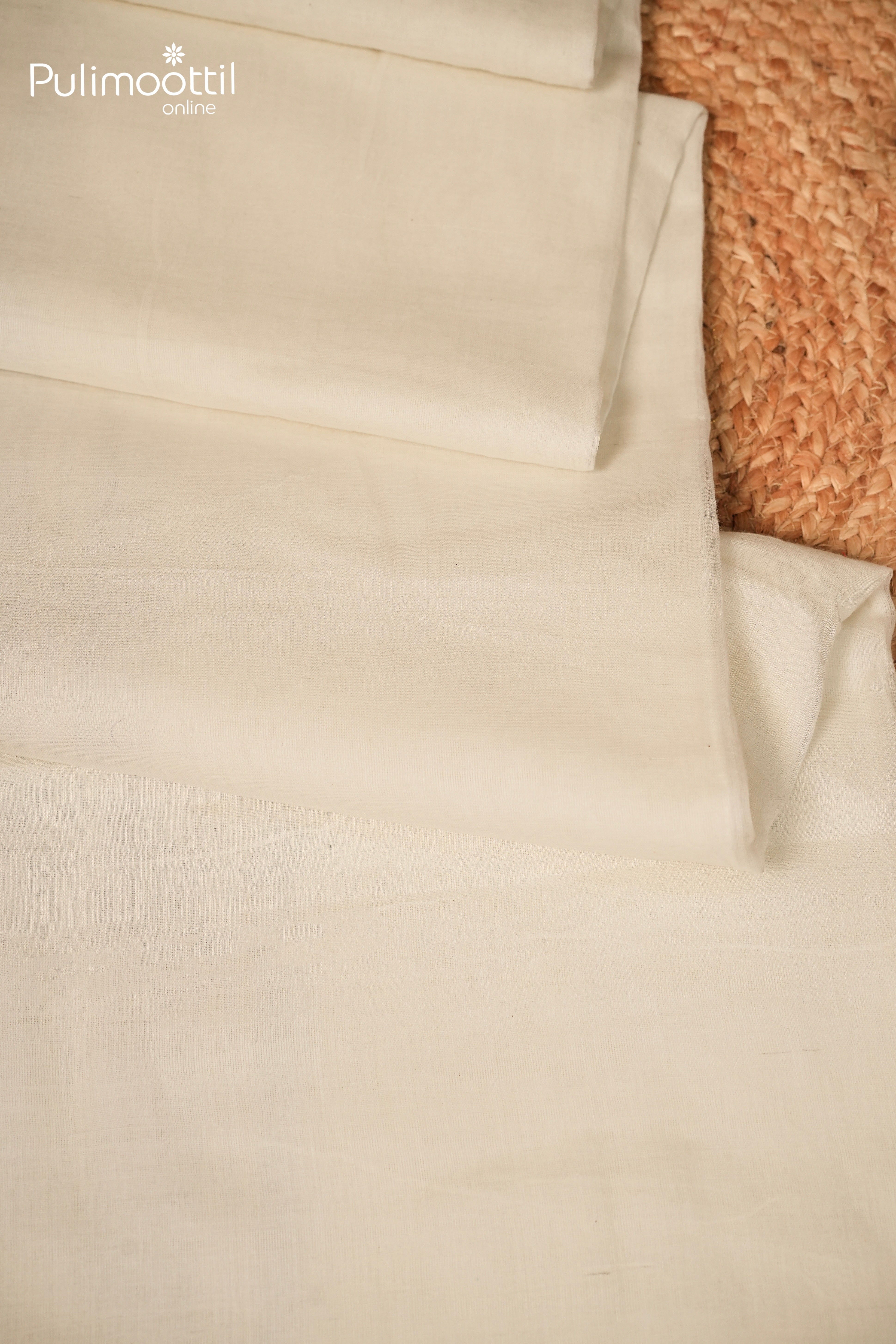 White Colour Mul Cotton Saree