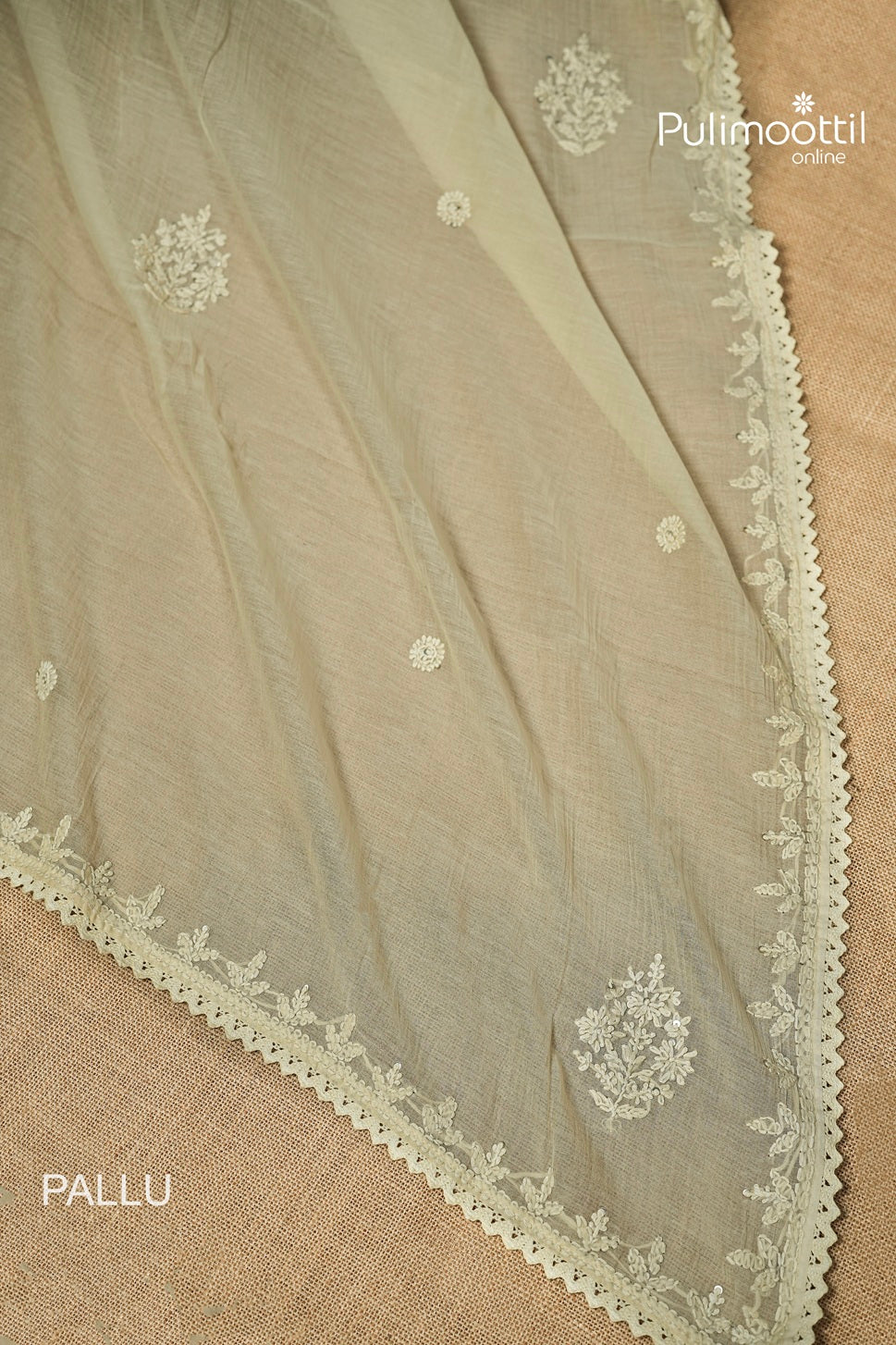 Ivory Colour Chanderi Chikankari Saree