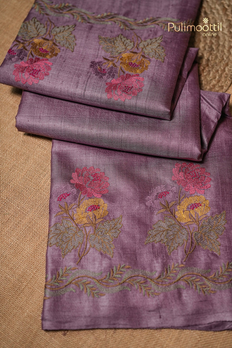 Dark Lavender Colour Jute Silk Saree