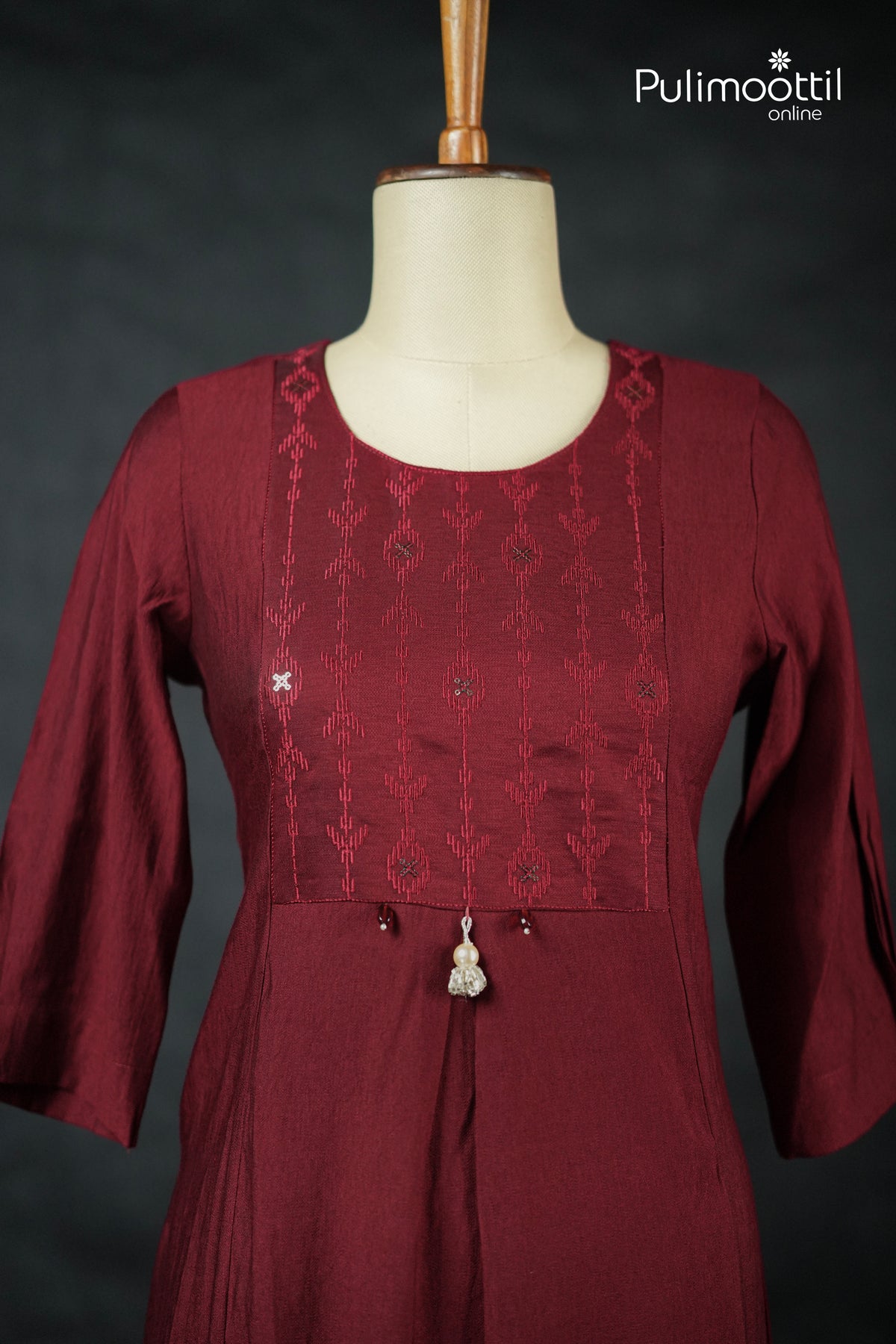 Maroon Colour Vertican A-Line Kurti