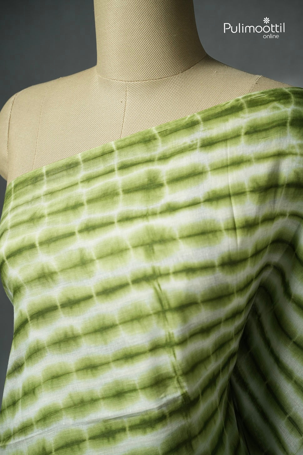 Sap Green Colour Shibori Printed Mul Cotton Saree